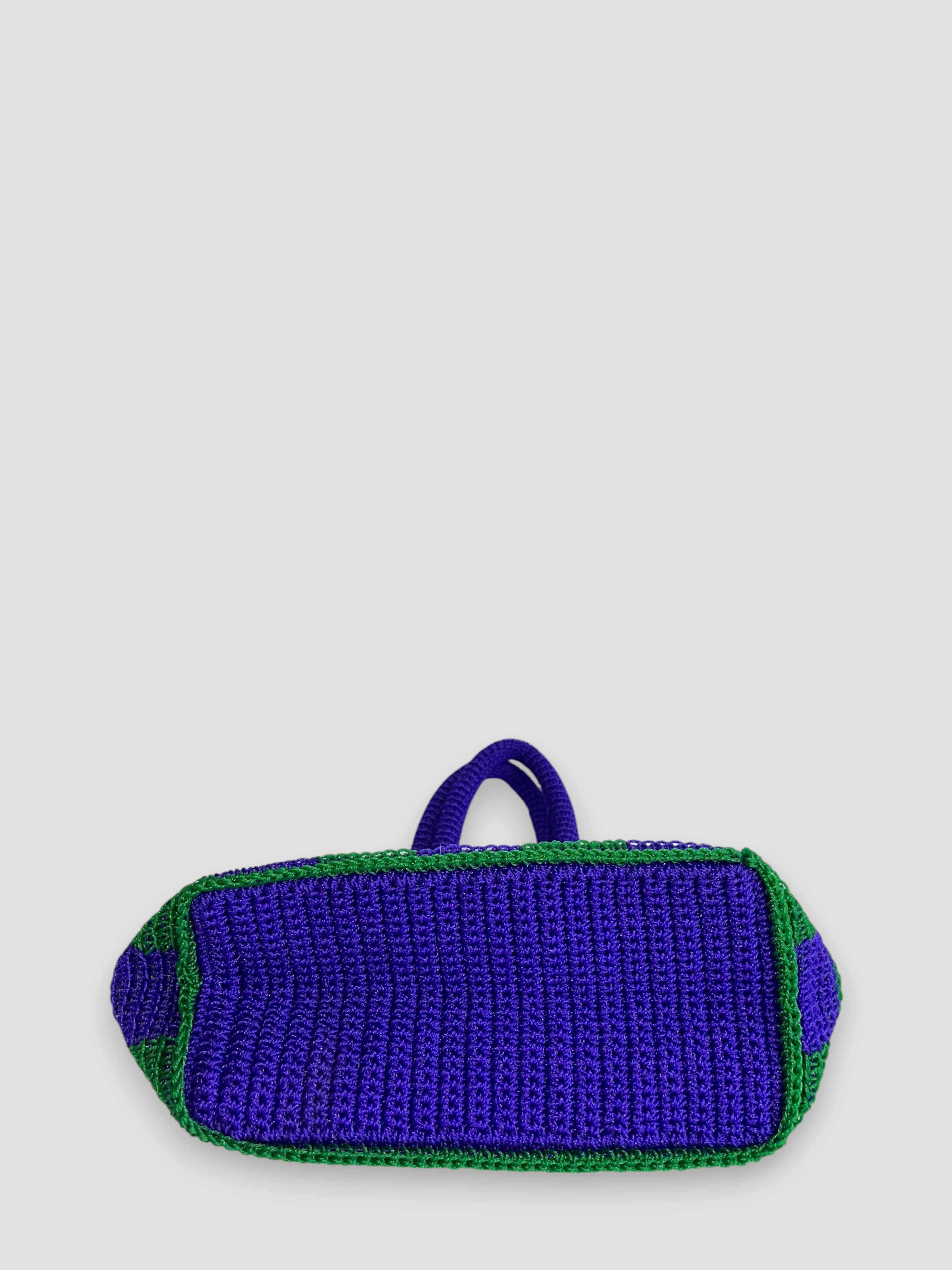 No. 25SC - CROCHET BASKET BAG - Large - Purple & Dark Blue