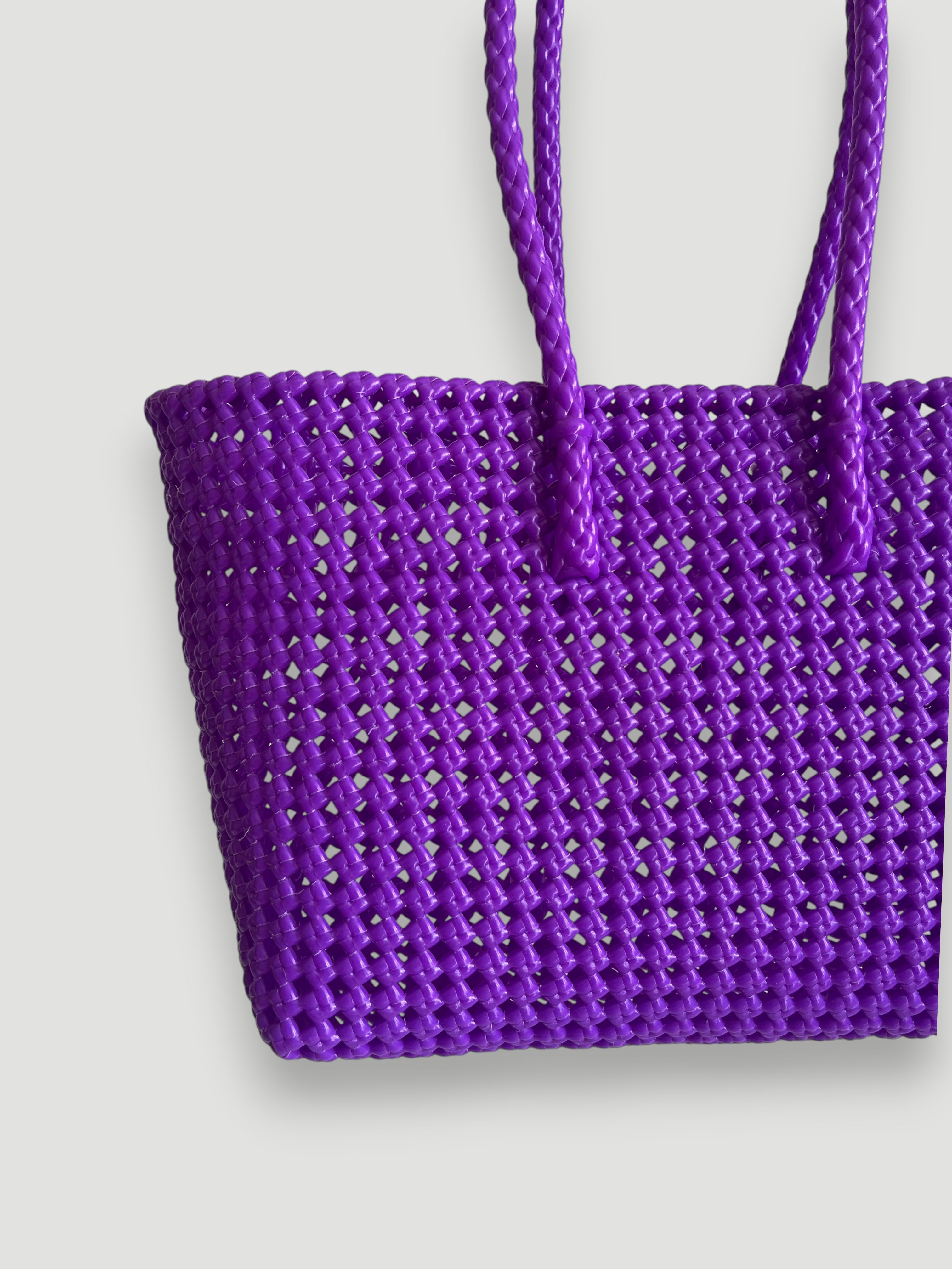 N°44M - SAC PANIER TRESSÉ MAIN - MOYEN - violet