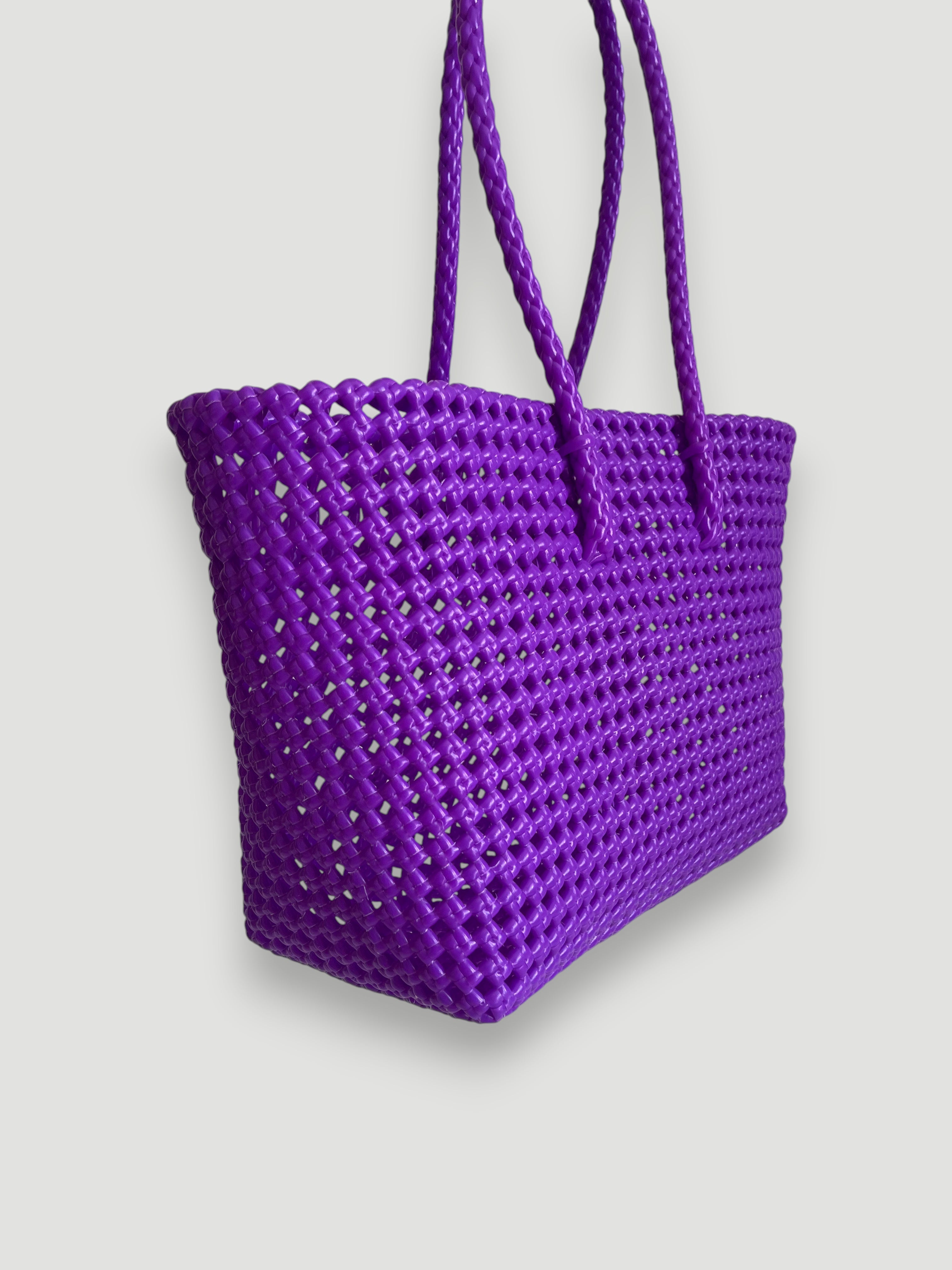 N°44M - SAC PANIER TRESSÉ MAIN - MOYEN - violet