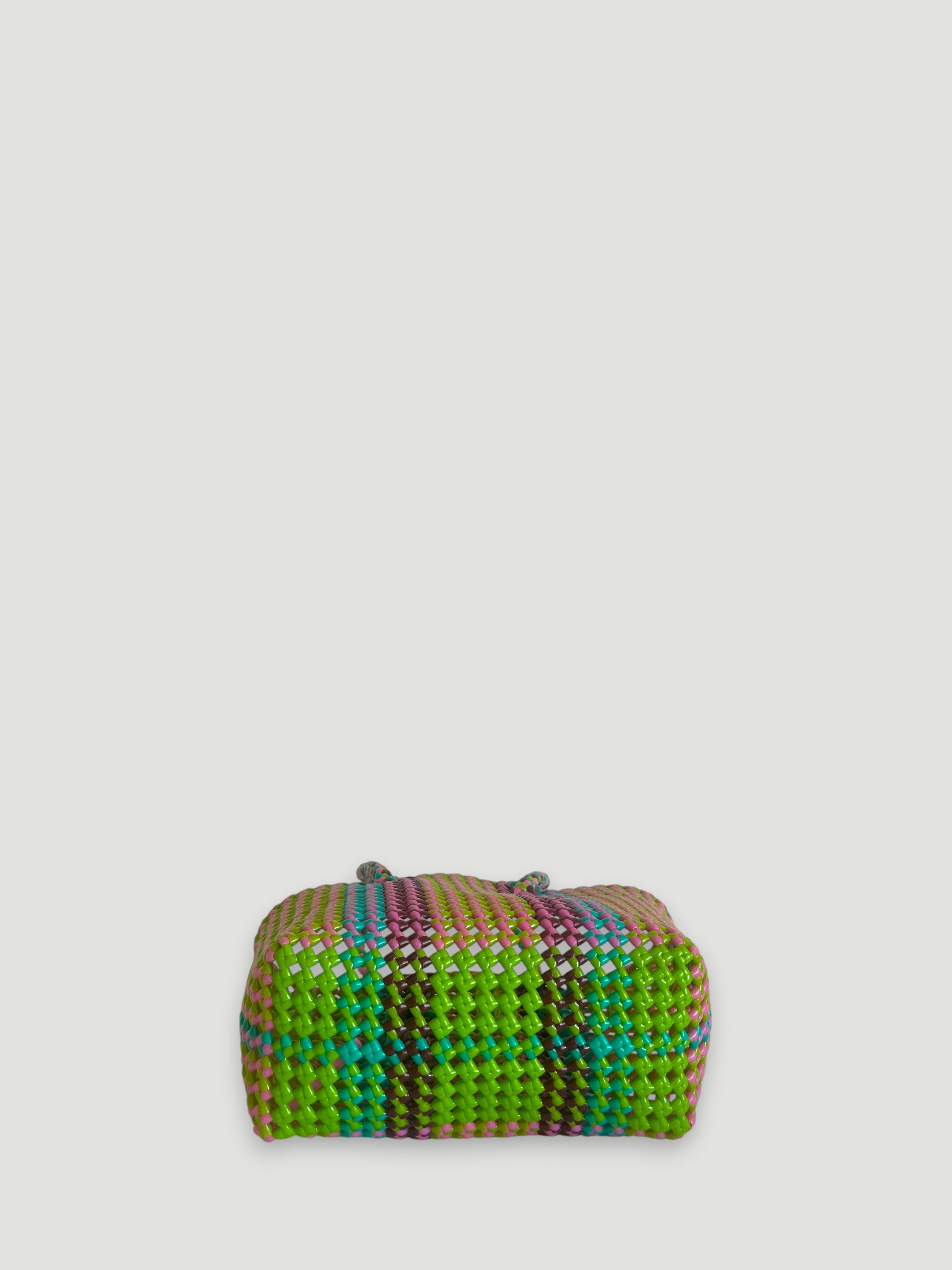 N°241S - SAC PANIER TRESSÉ MAIN - PETIT - multicolors