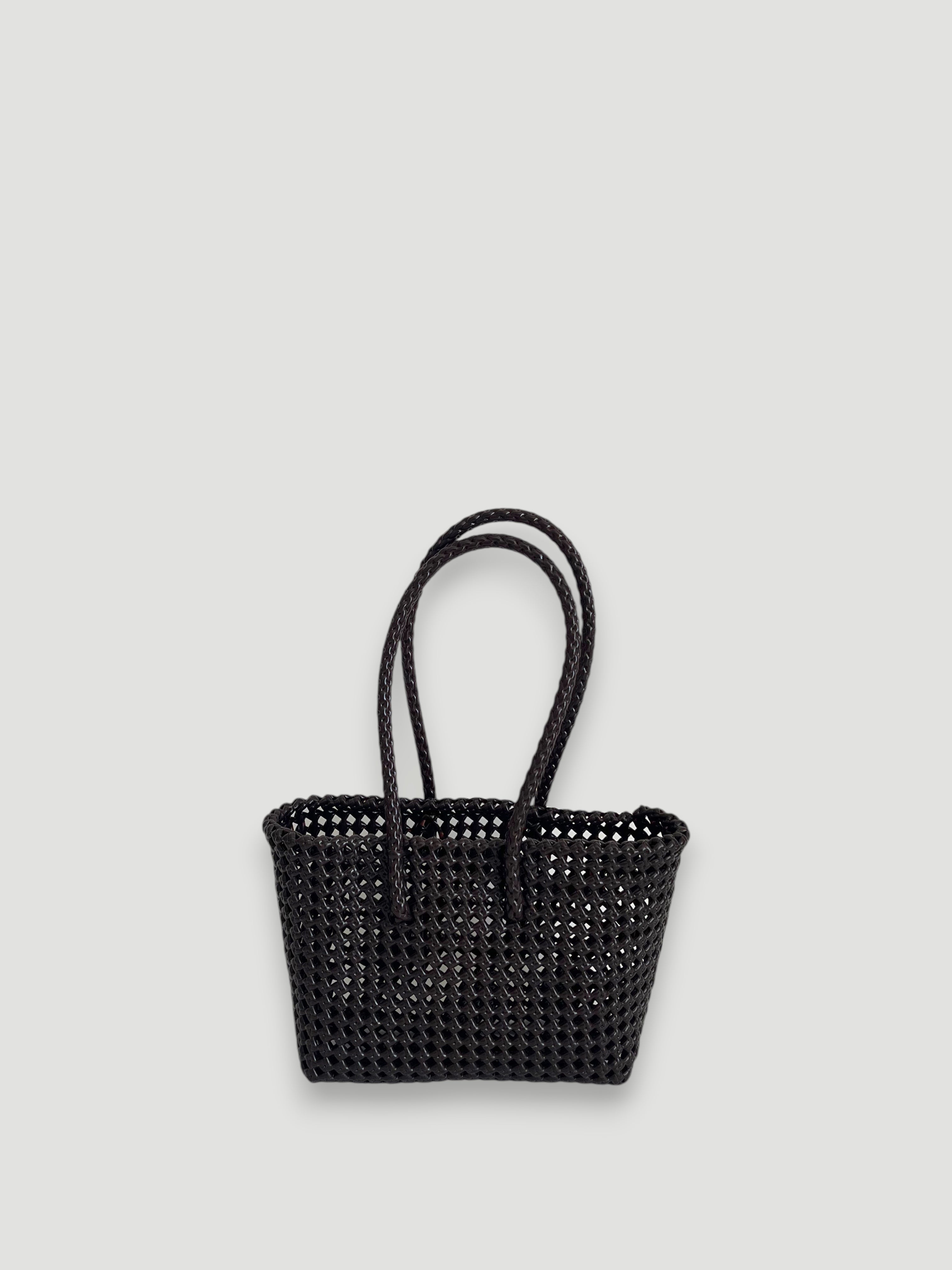 No. 266S - Hand-braided basket bag - small - brown