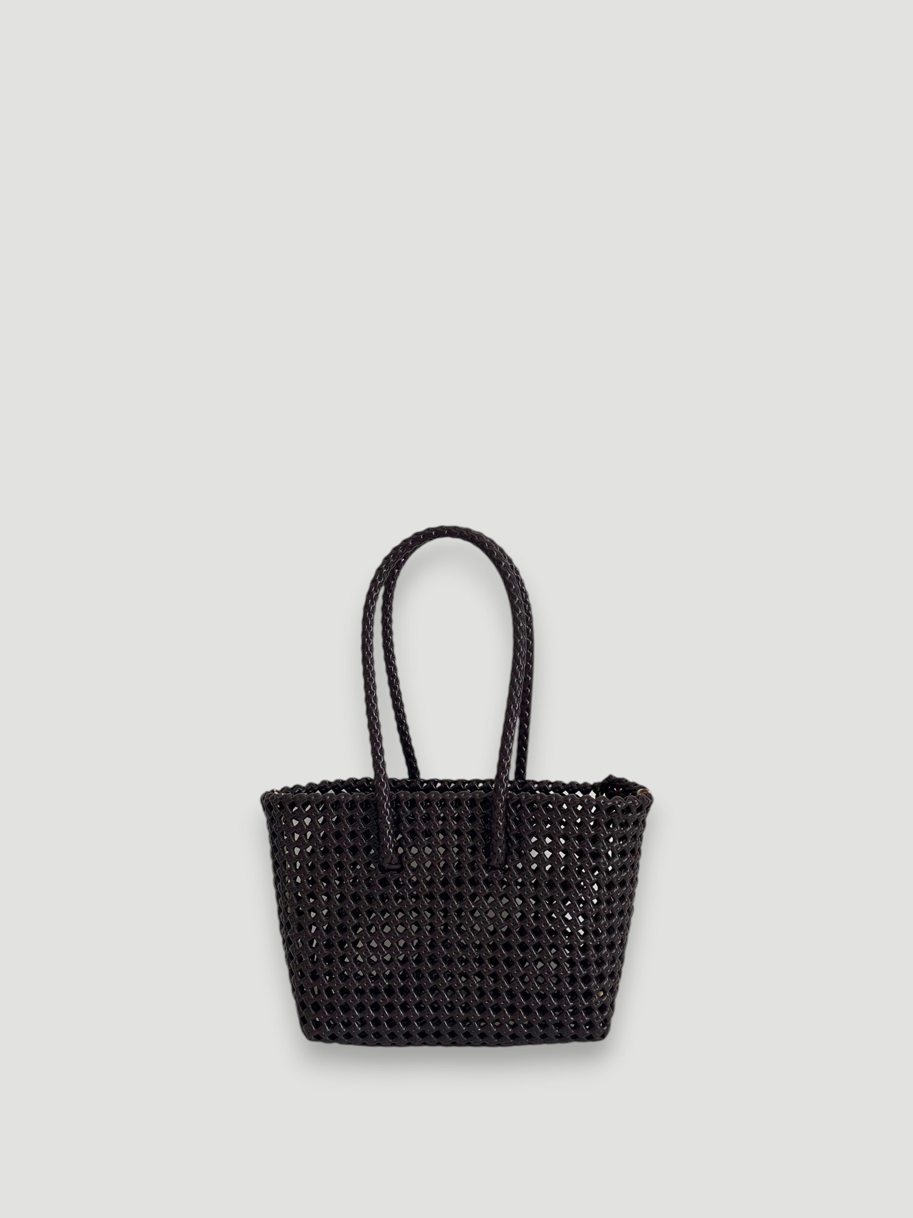 N°266S bis - SAC PANIER TRESSÉ MAIN - PETIT - marron & crème
