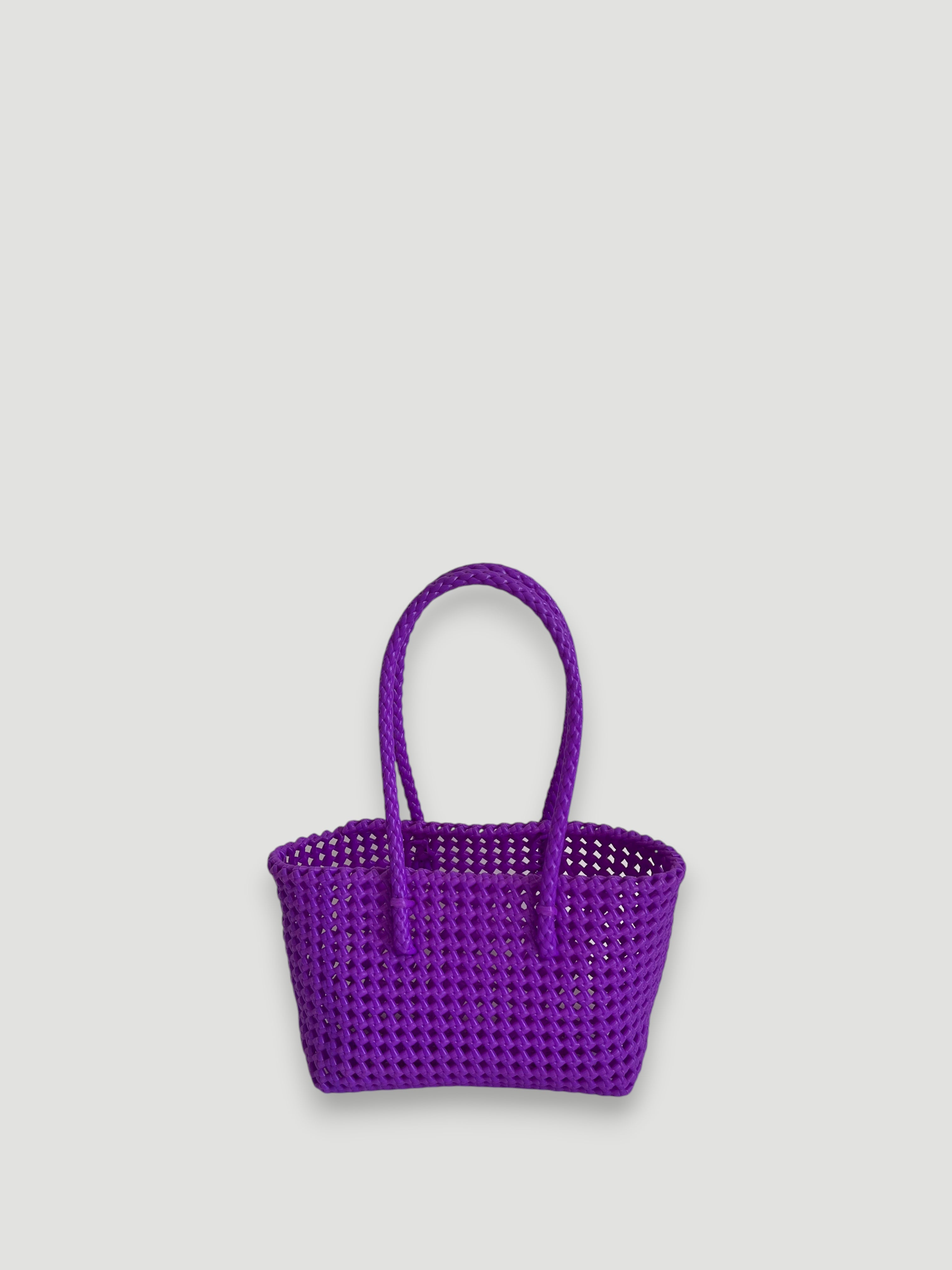 N°44S - SAC PANIER TRESSÉ MAIN - PETIT - violet