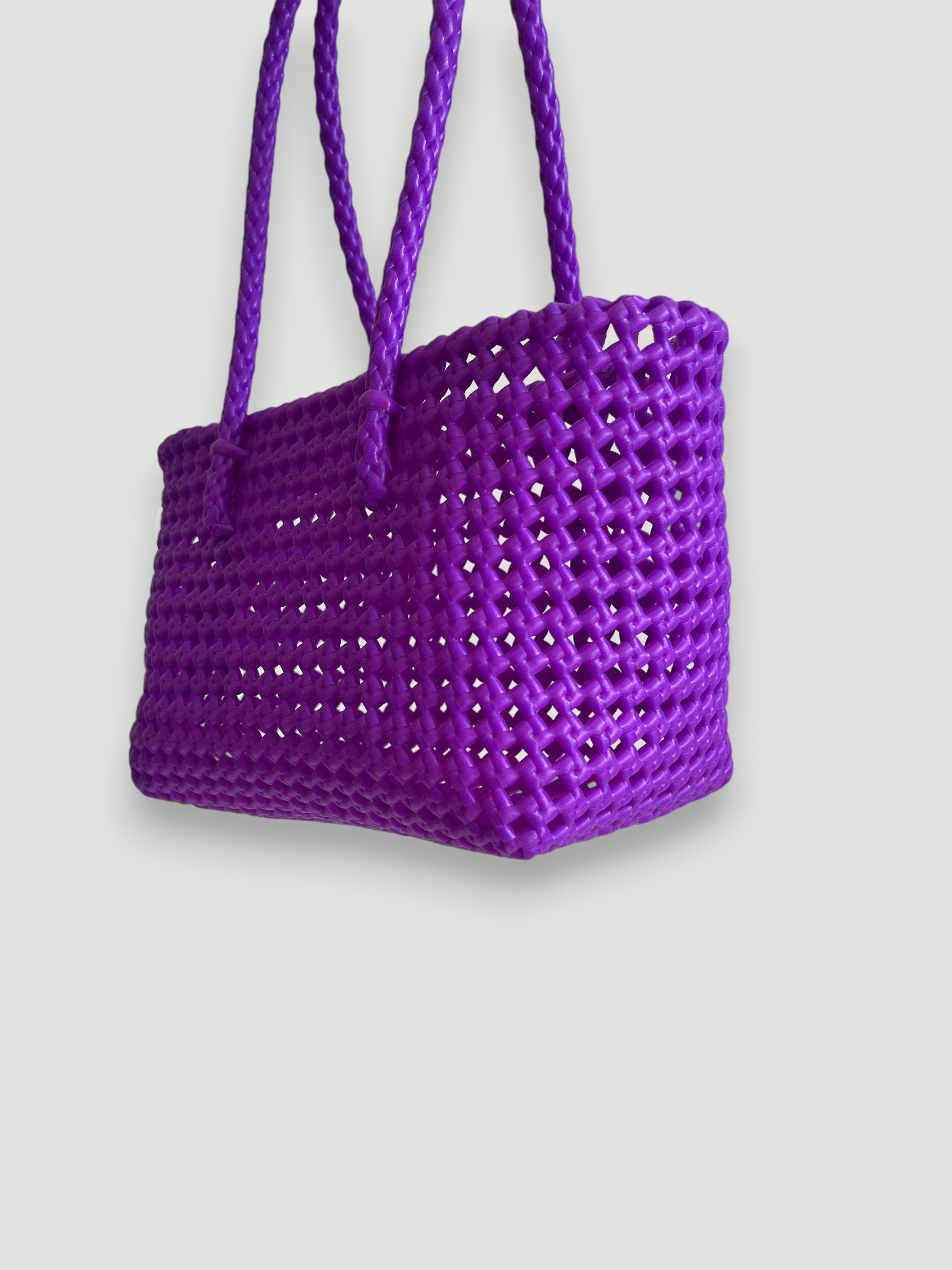 N°44S - SAC PANIER TRESSÉ MAIN - PETIT - violet