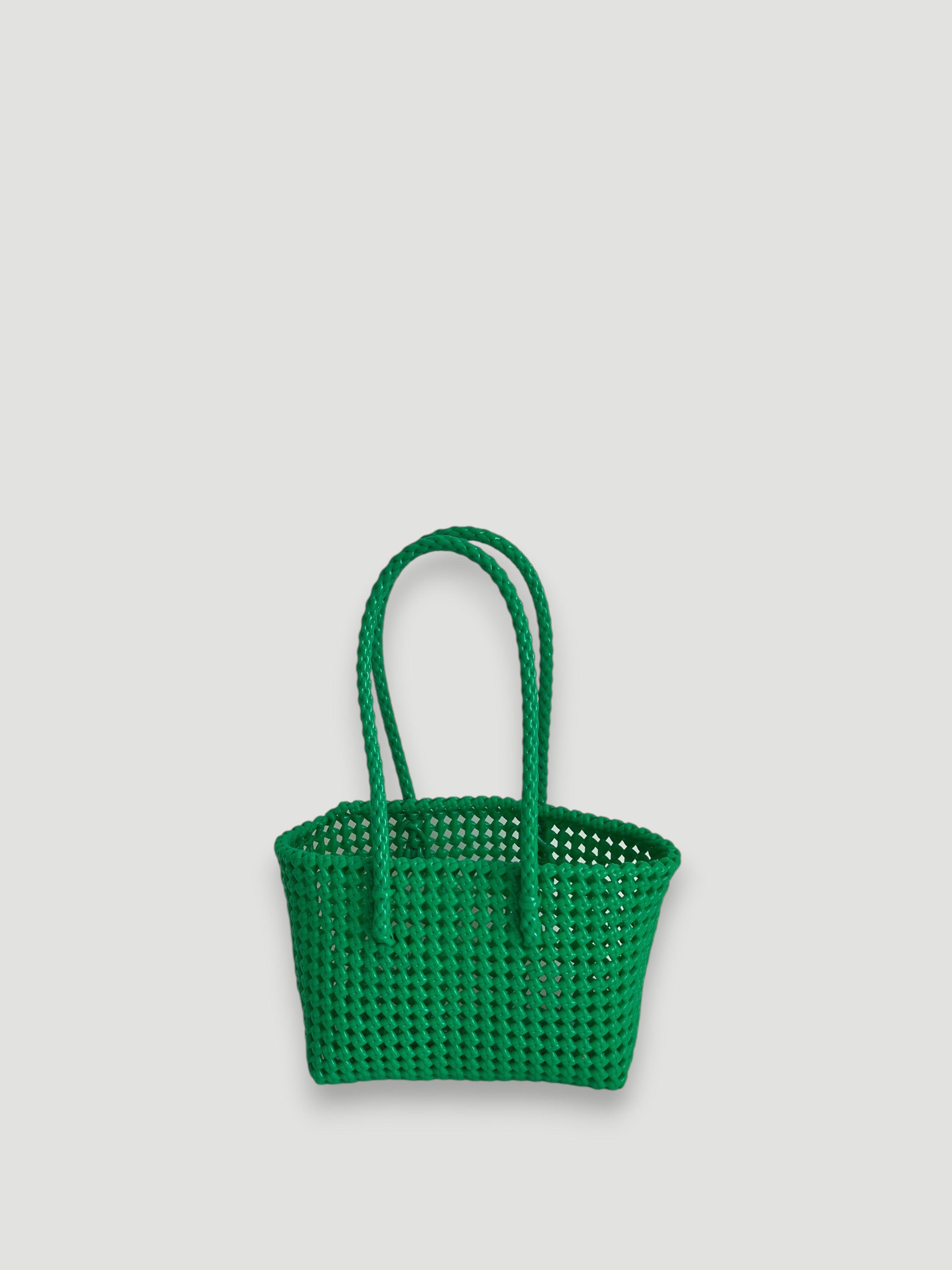 N°136S - SAC PANIER TRESSÉ MAIN - PETIT - vert