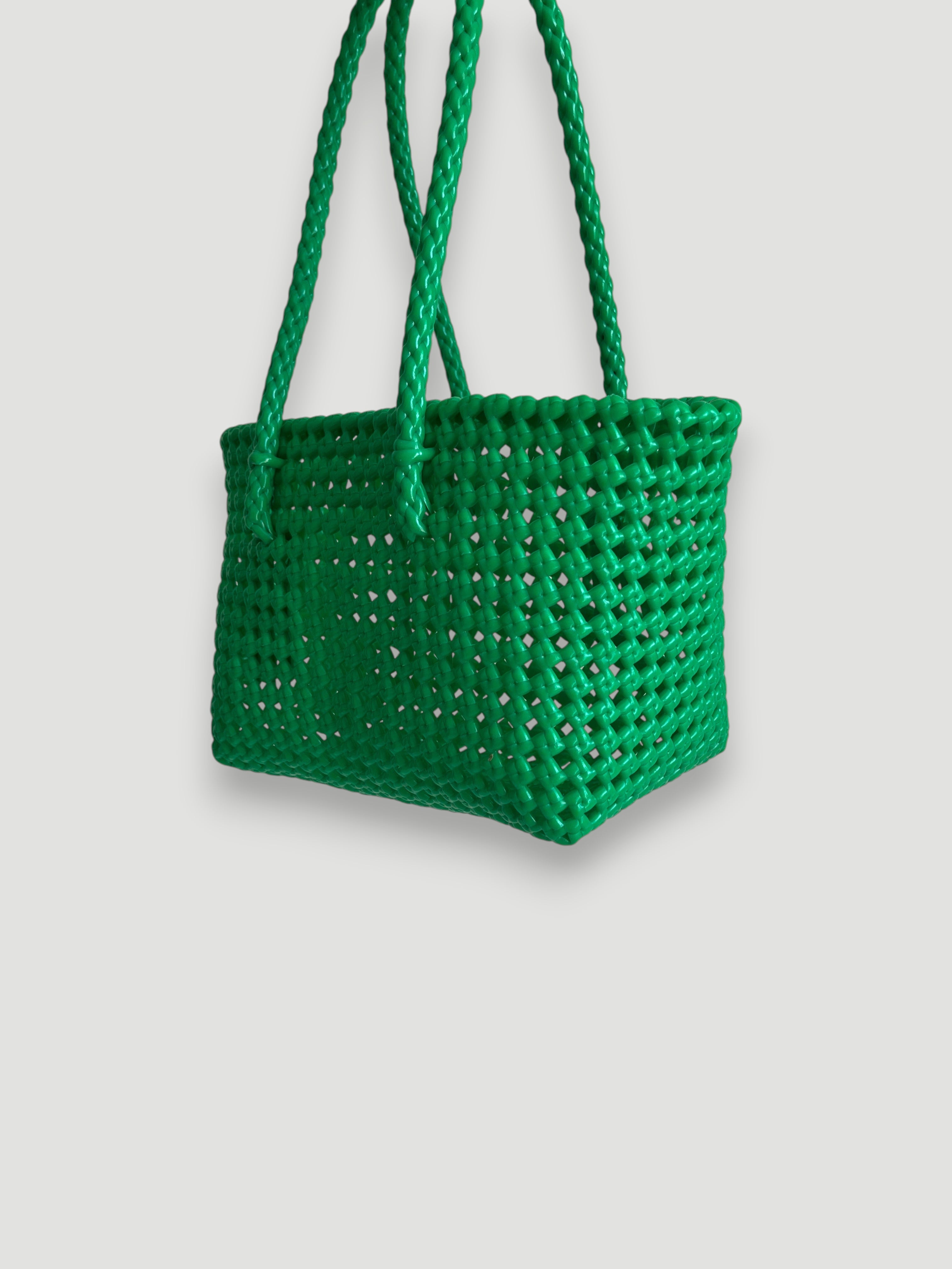 N°136S - SAC PANIER TRESSÉ MAIN - PETIT - vert