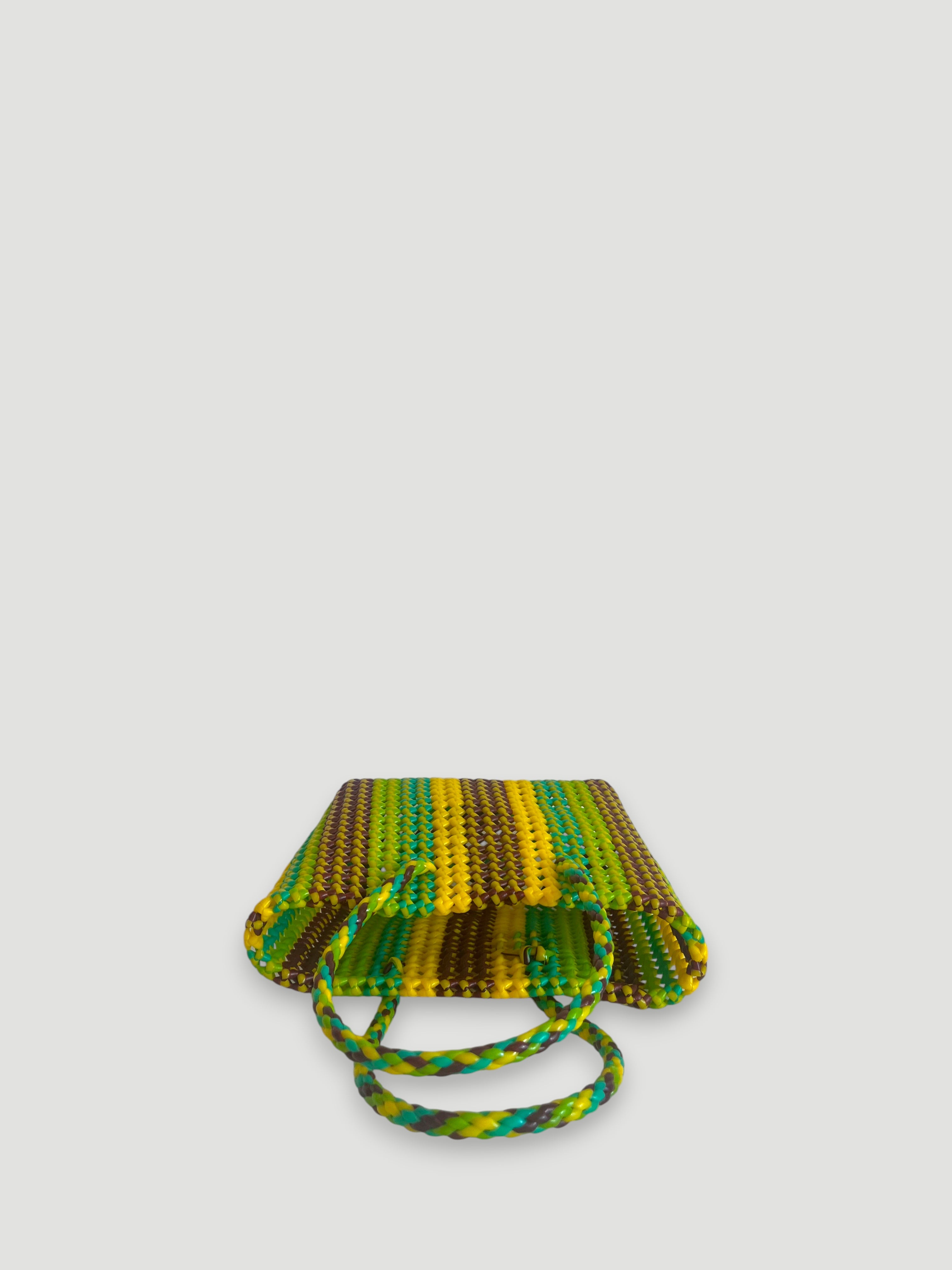 N°245S - SAC PANIER TRESSÉ MAIN - PETIT - multicolors
