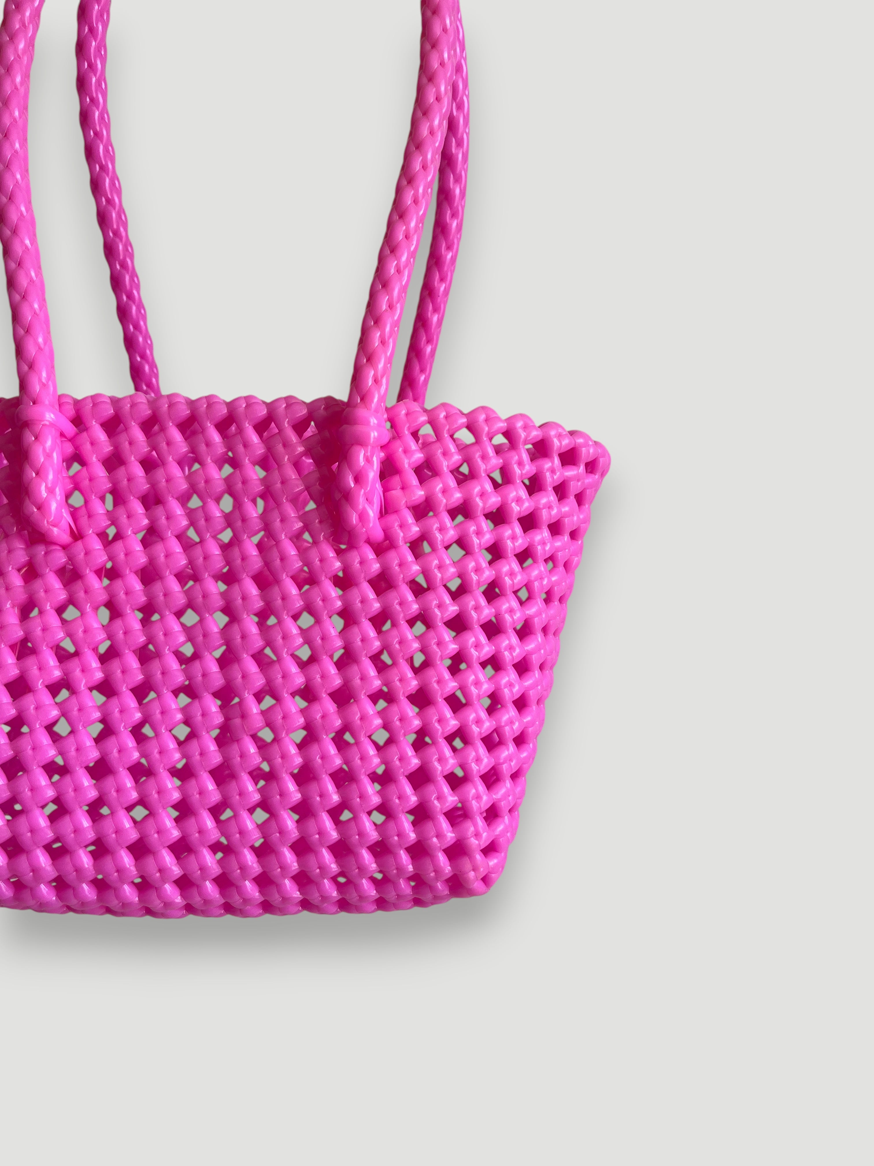 N°39XS - SAC PANIER TRESSÉ MAIN - MINI - rose clair