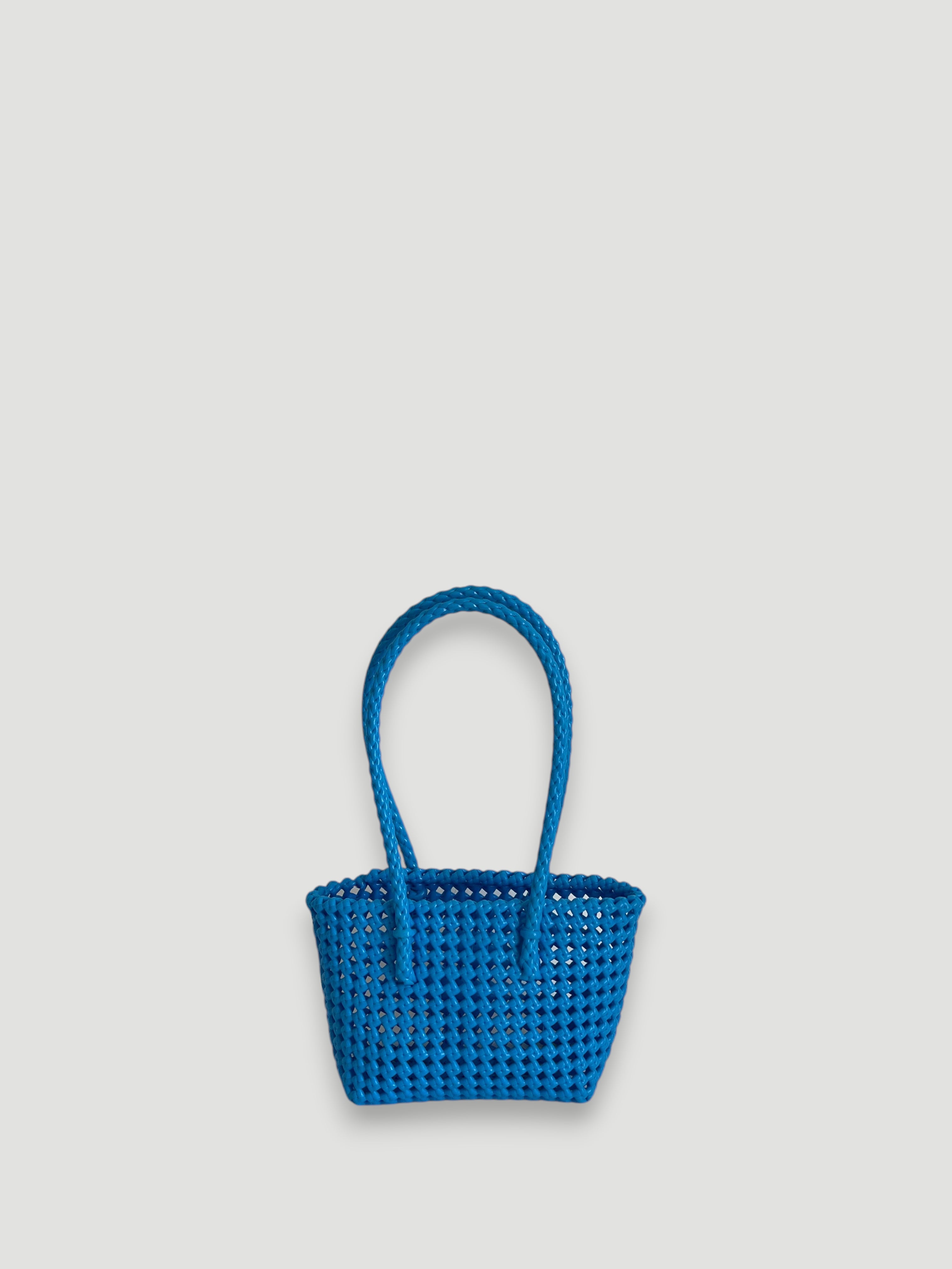 N°42XS - SAC PANIER TRESSÉ MAIN - MINI - bleu clair