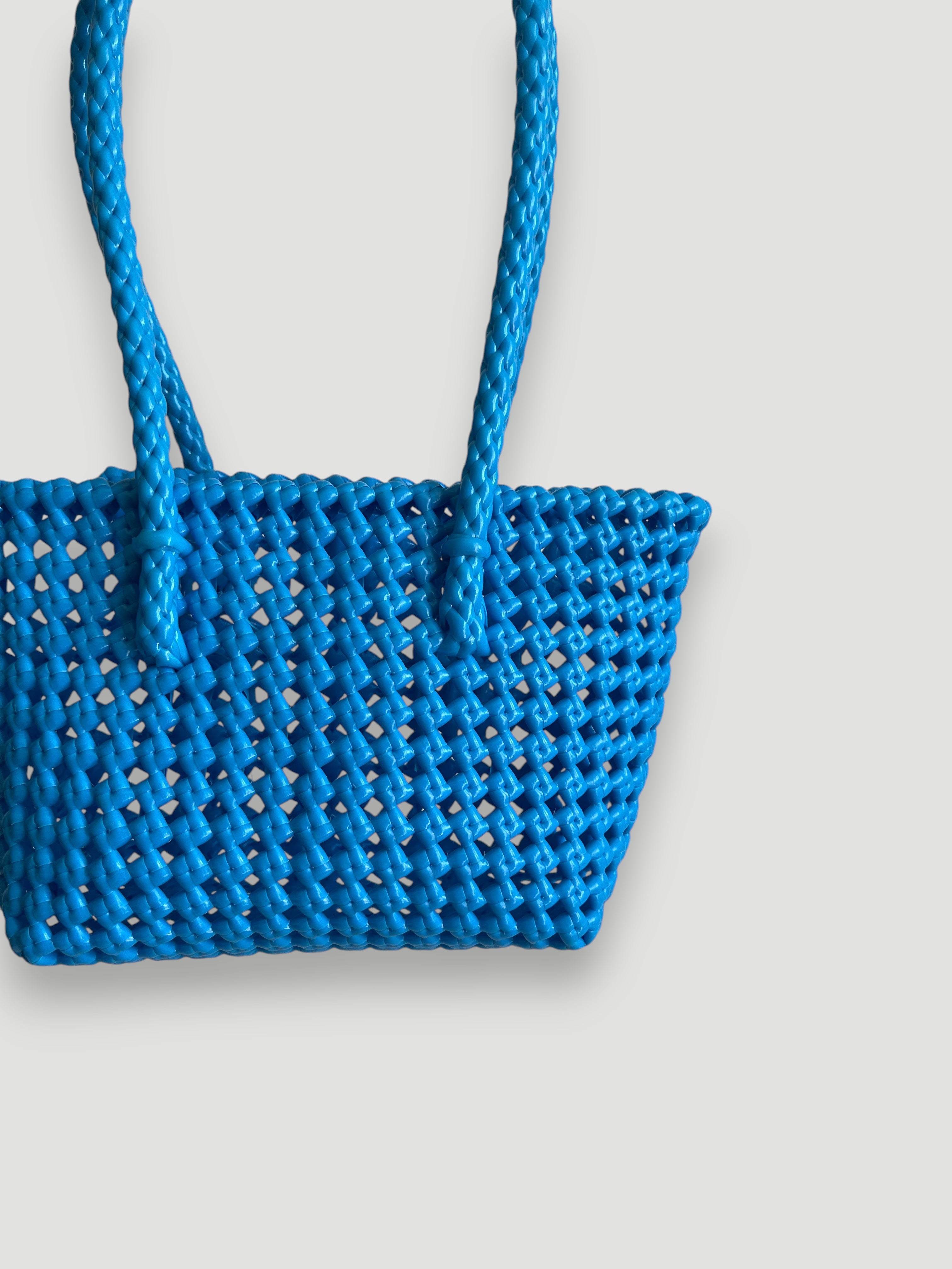N°42XS - SAC PANIER TRESSÉ MAIN - MINI - bleu clair