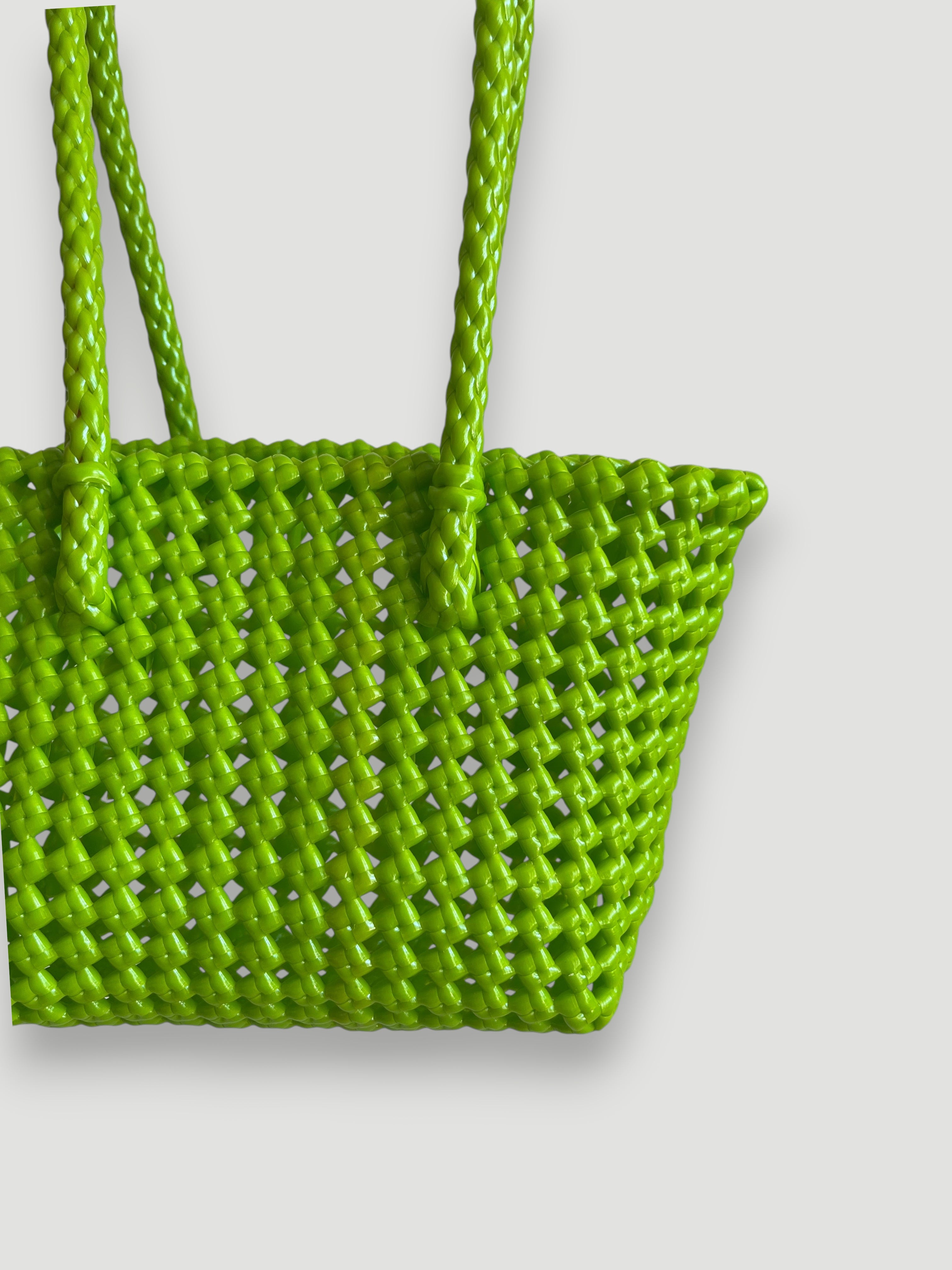 N°137XS - SAC PANIER TRESSÉ MAIN - MINI - vert clair