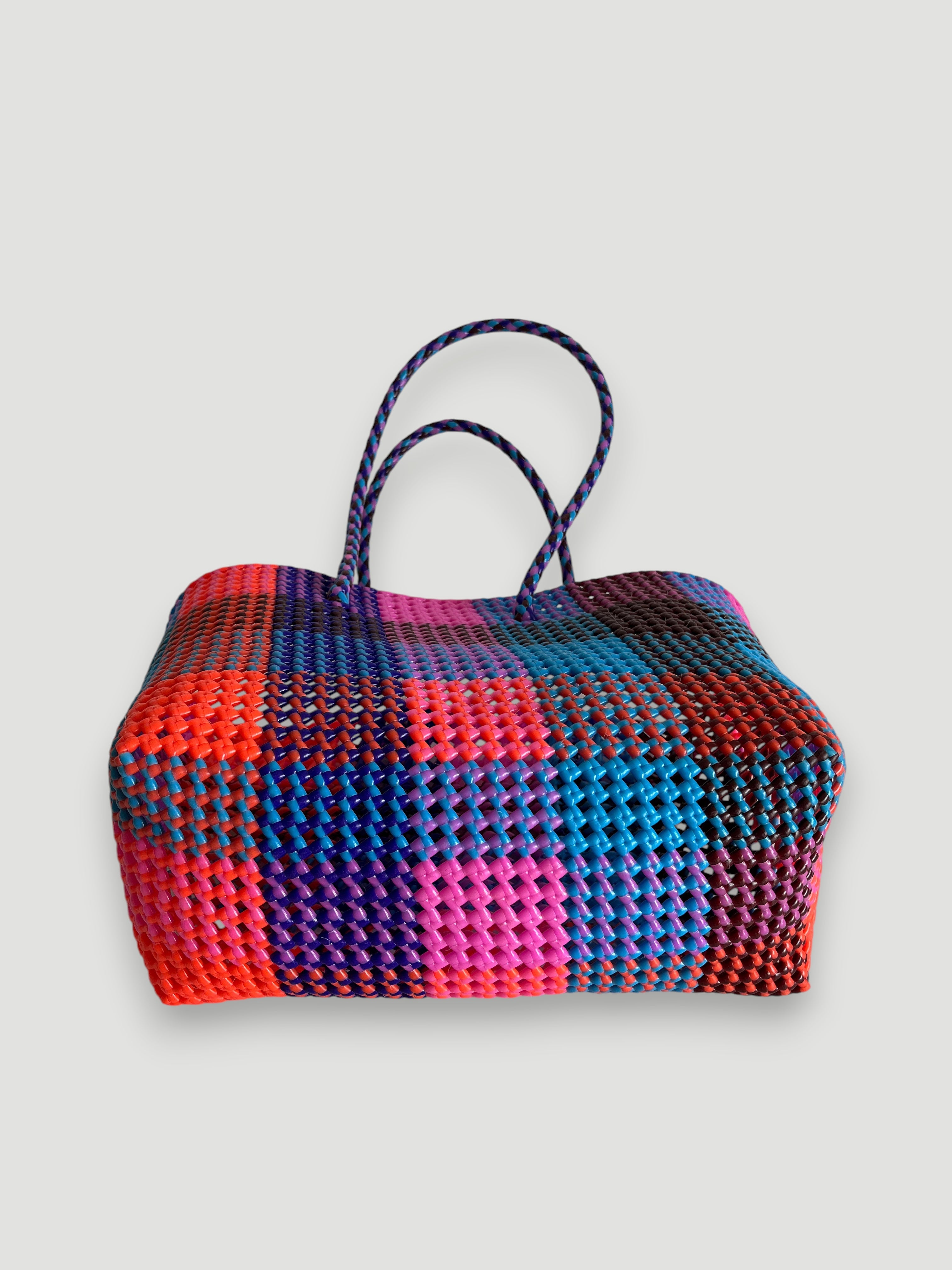 N°485L - SAC PANIER TRESSÉ  MAIN - GRAND - multicolors