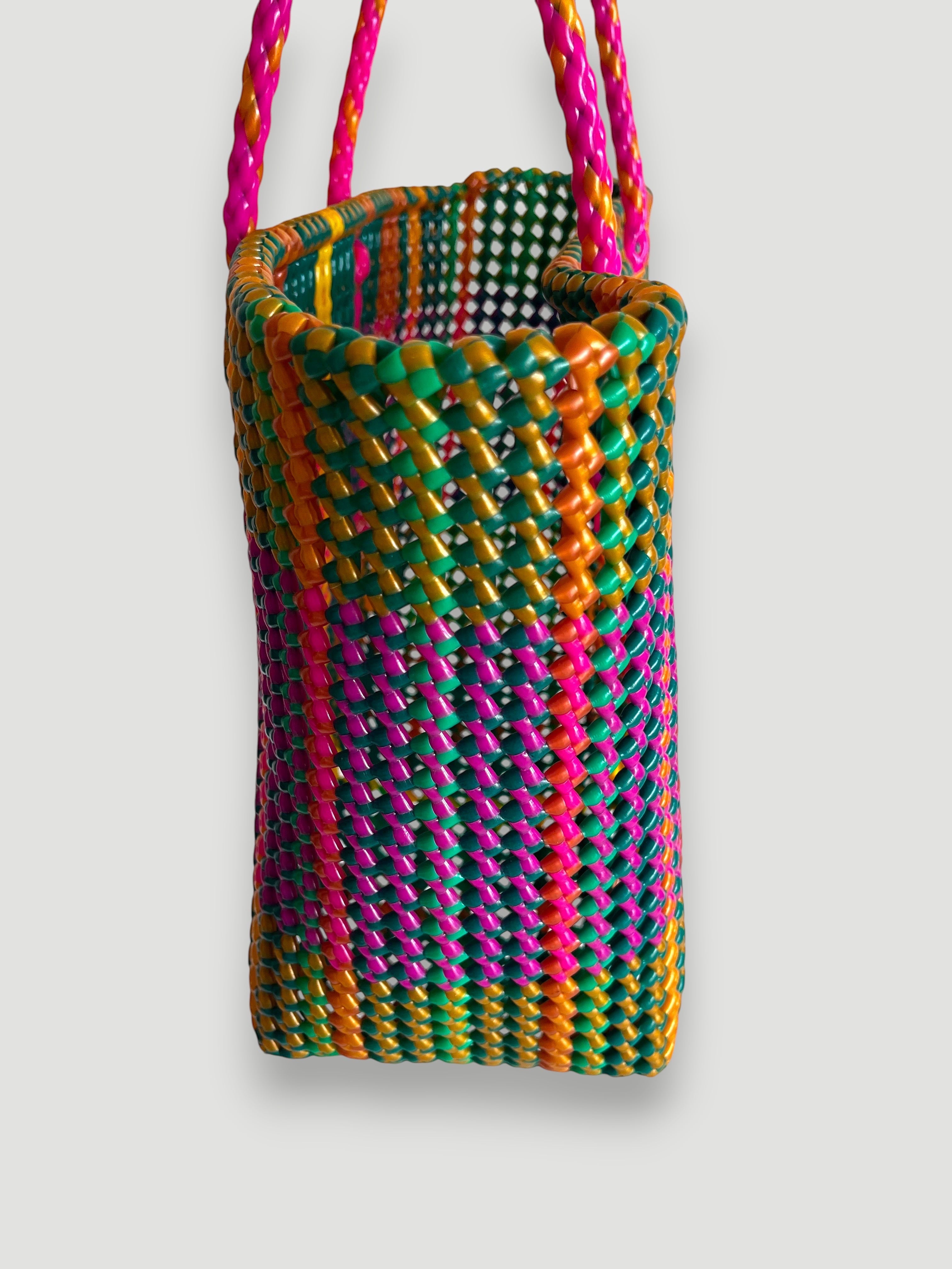 N°484L - SAC PANIER TRESSÉ  MAIN - GRAND - multicolors