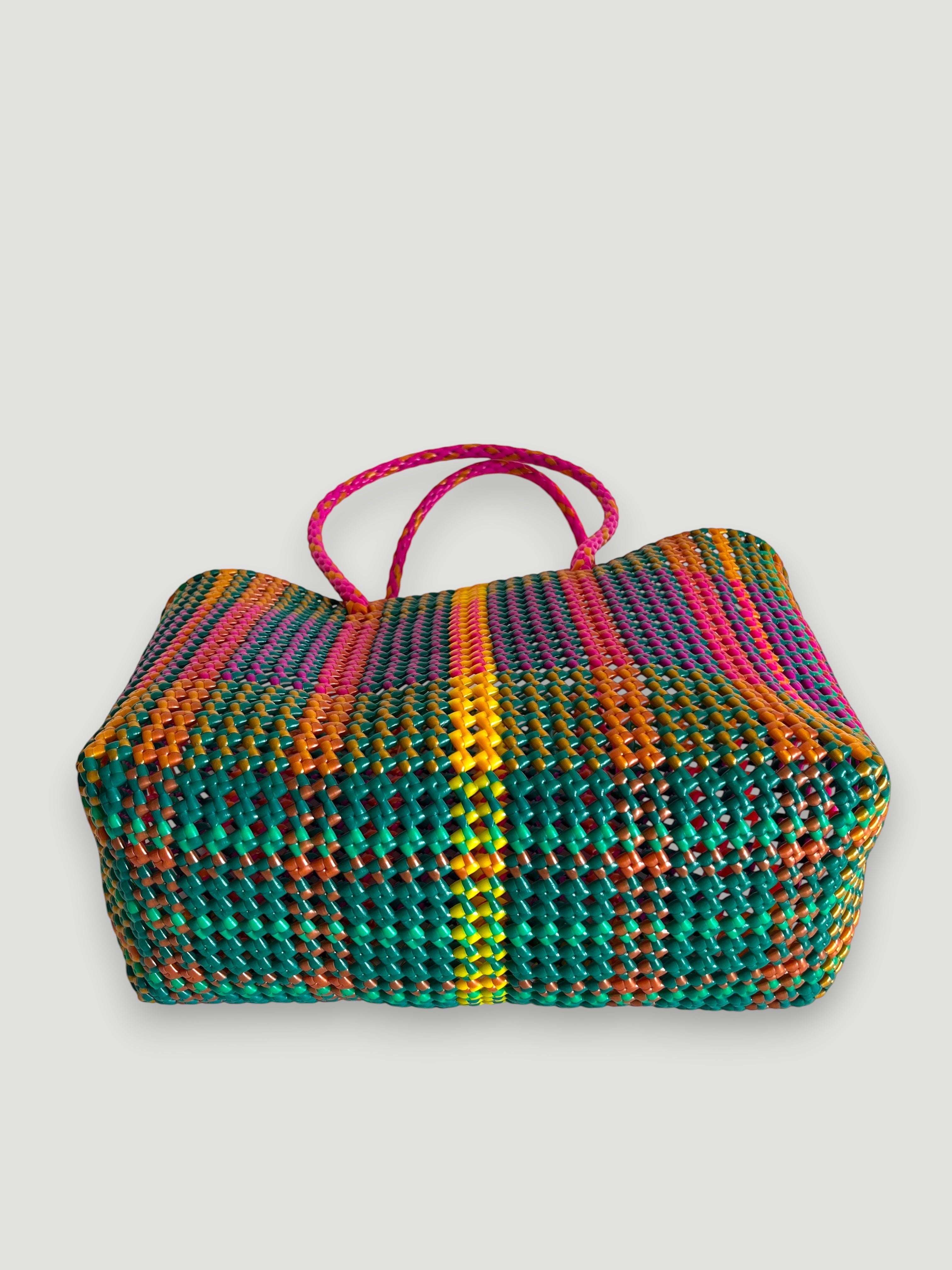 N°484L - SAC PANIER TRESSÉ  MAIN - GRAND - multicolors