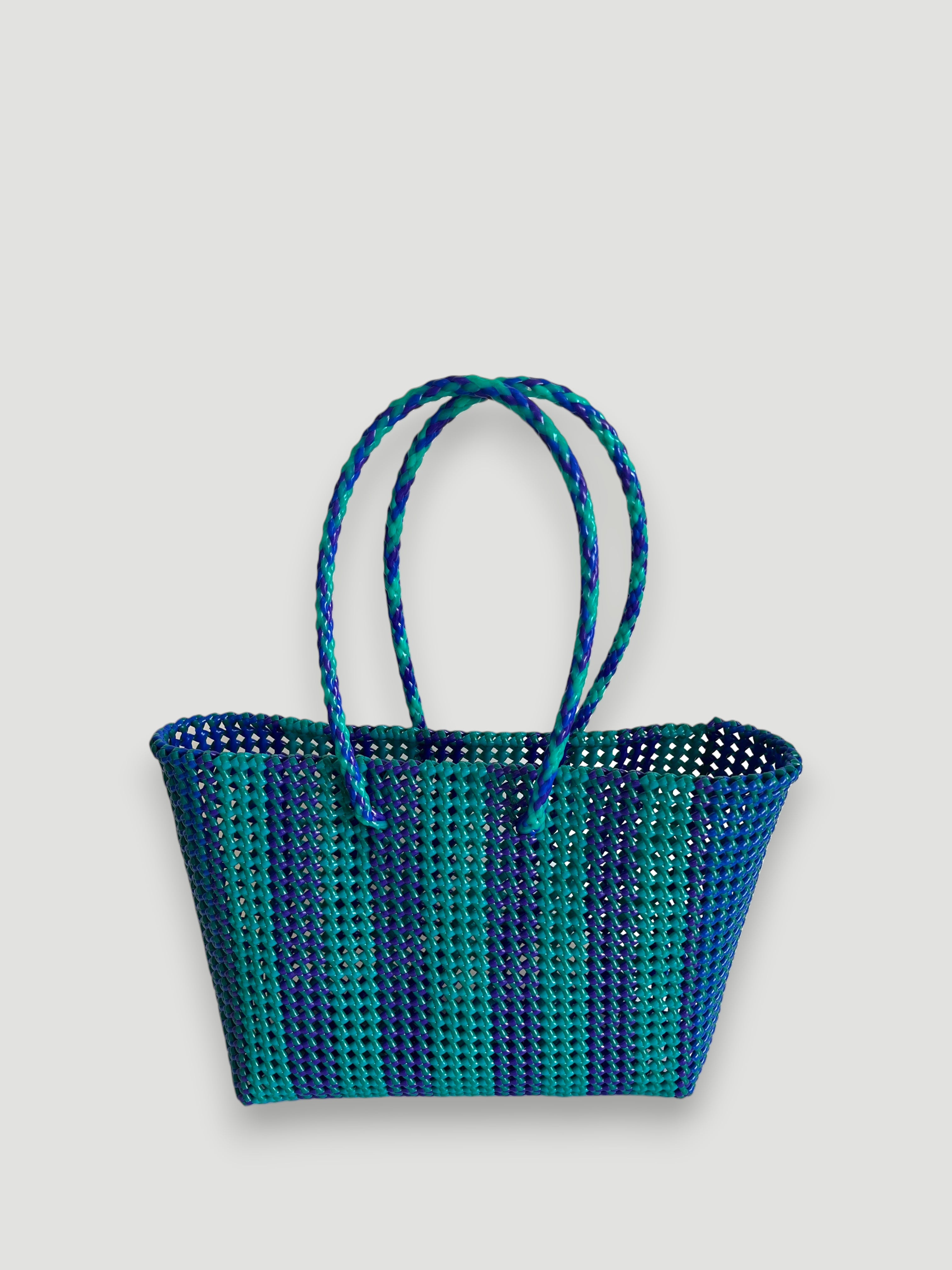 N°479L - SAC PANIER TRESSÉ MAIN - GRAND - multicolors