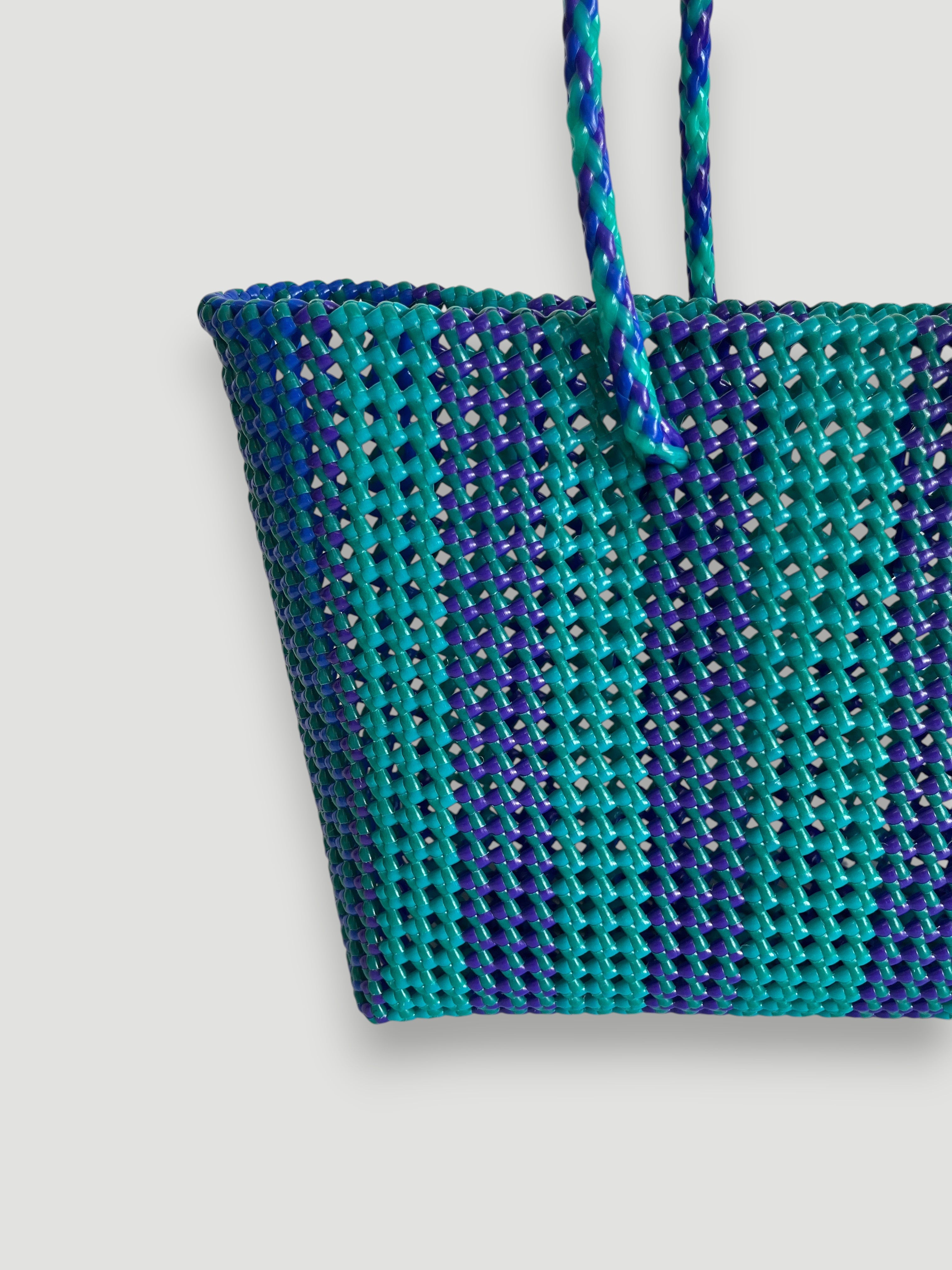 N°479L - SAC PANIER TRESSÉ MAIN - GRAND - multicolors