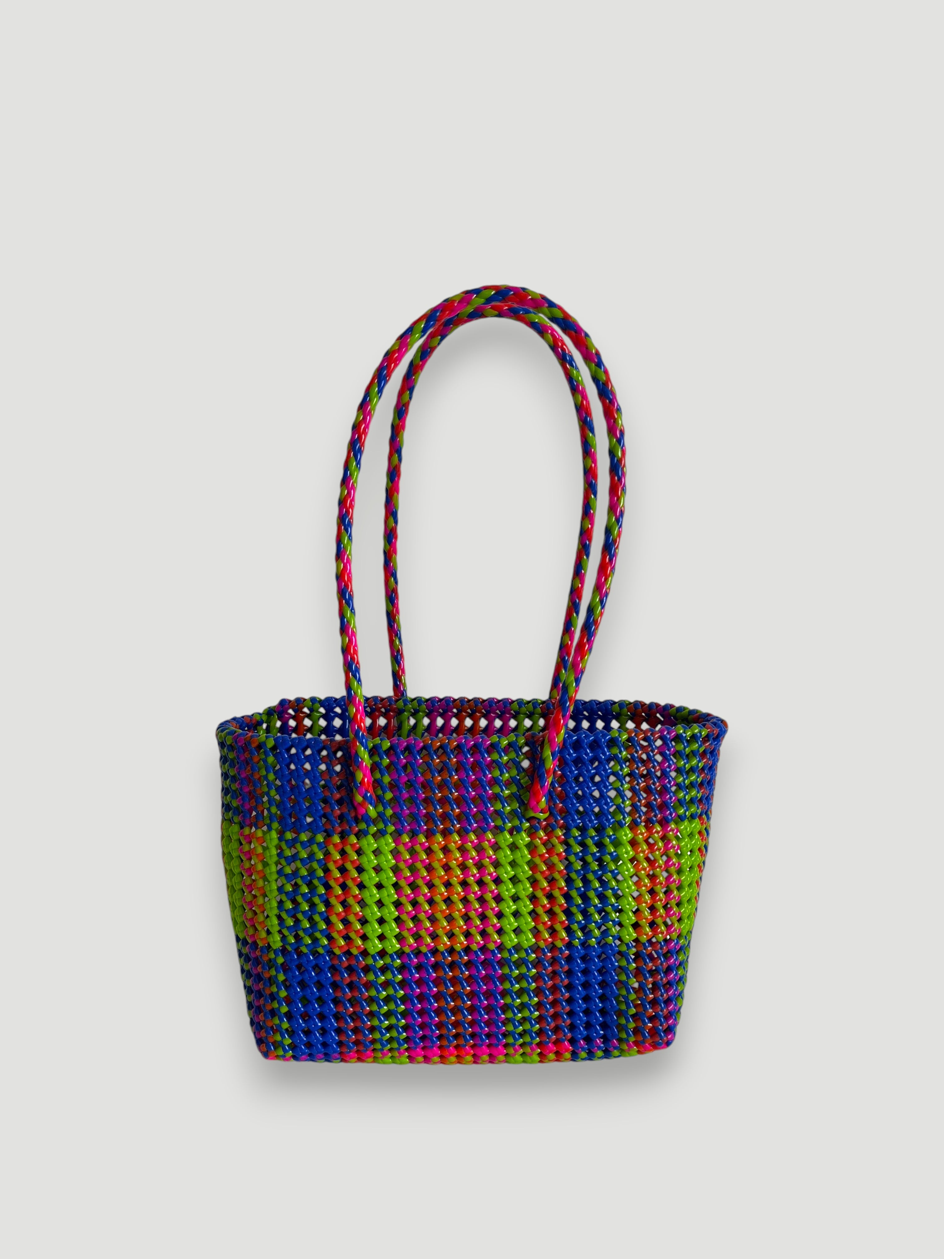 N°472M - SAC PANIER TRESSÉ MAIN - MOYEN - multicolors