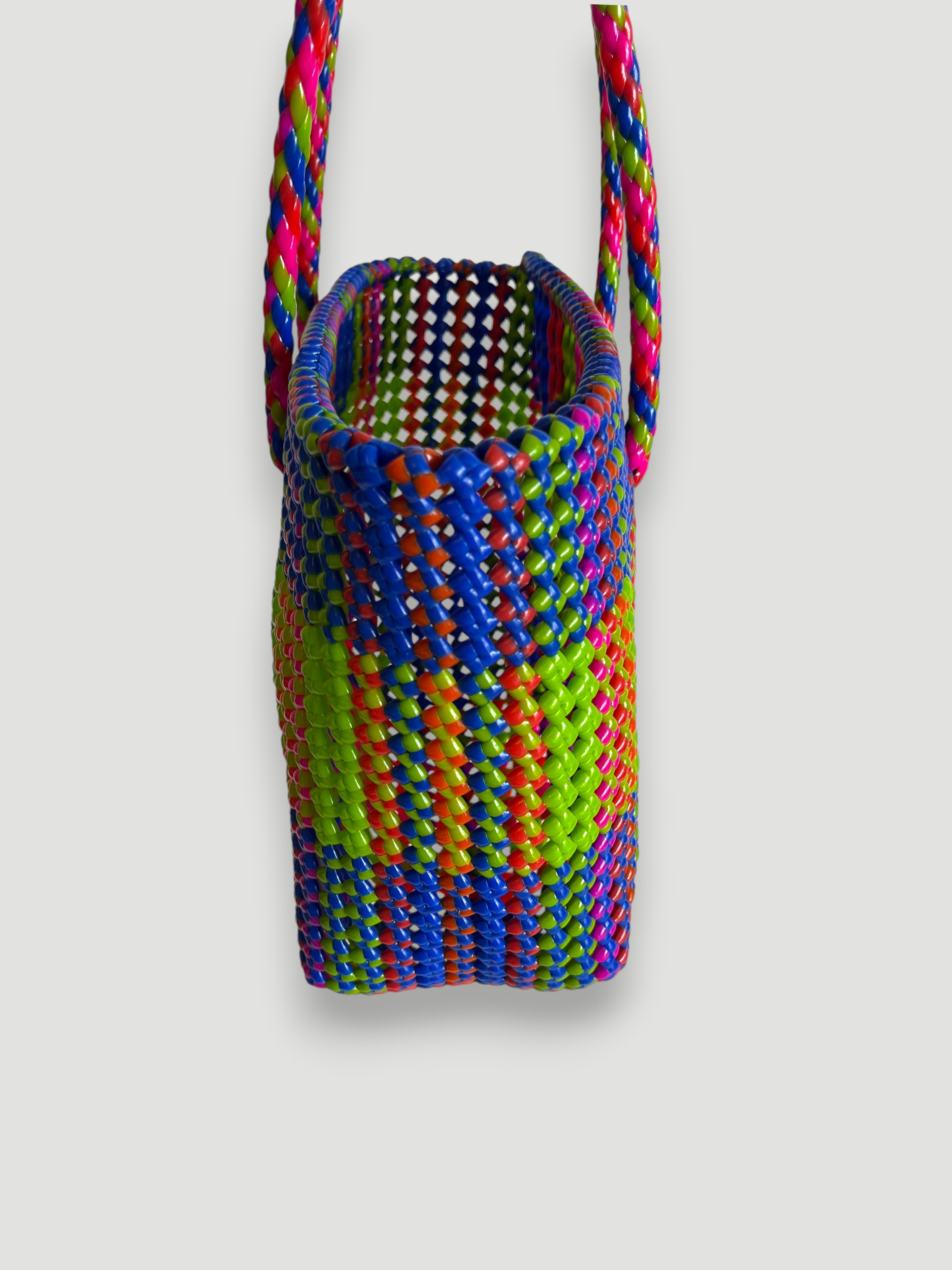 N°472M - SAC PANIER TRESSÉ MAIN - MOYEN - multicolors