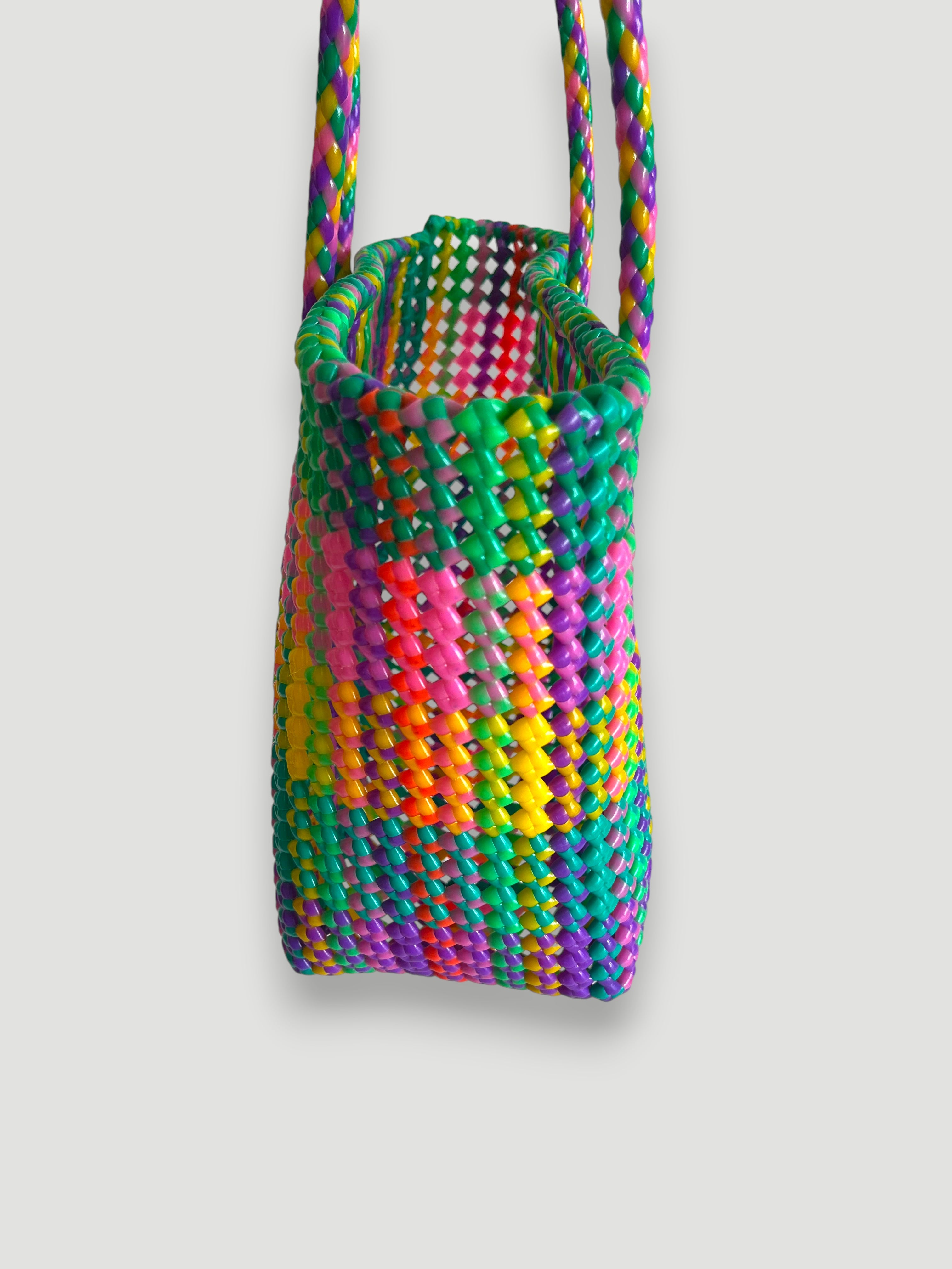 N°471M - SAC PANIER TRESSÉ MAIN - MOYEN - multicolors