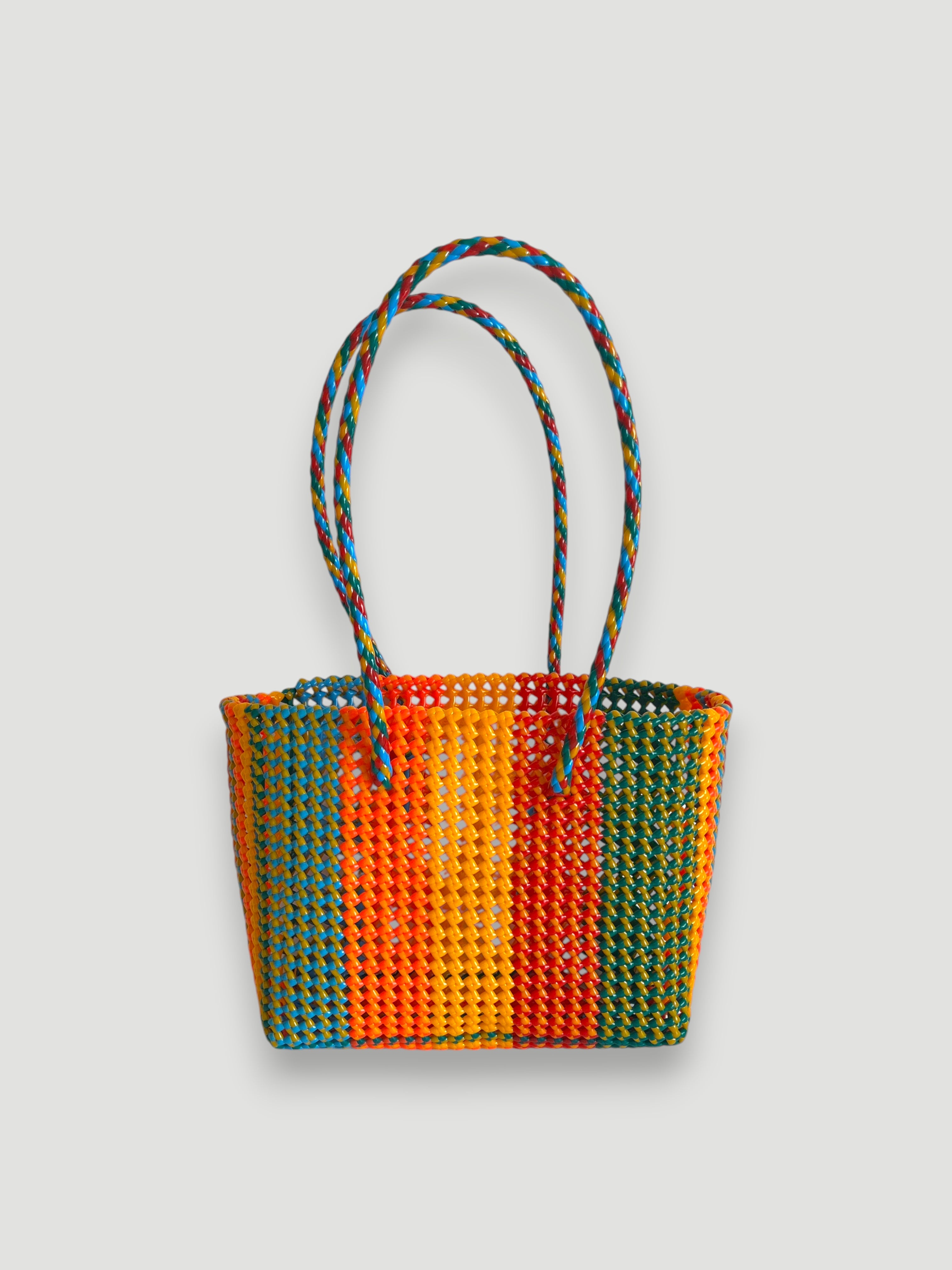 N°469M - SAC PANIER TRESSÉ MAIN - MOYEN - multicolors