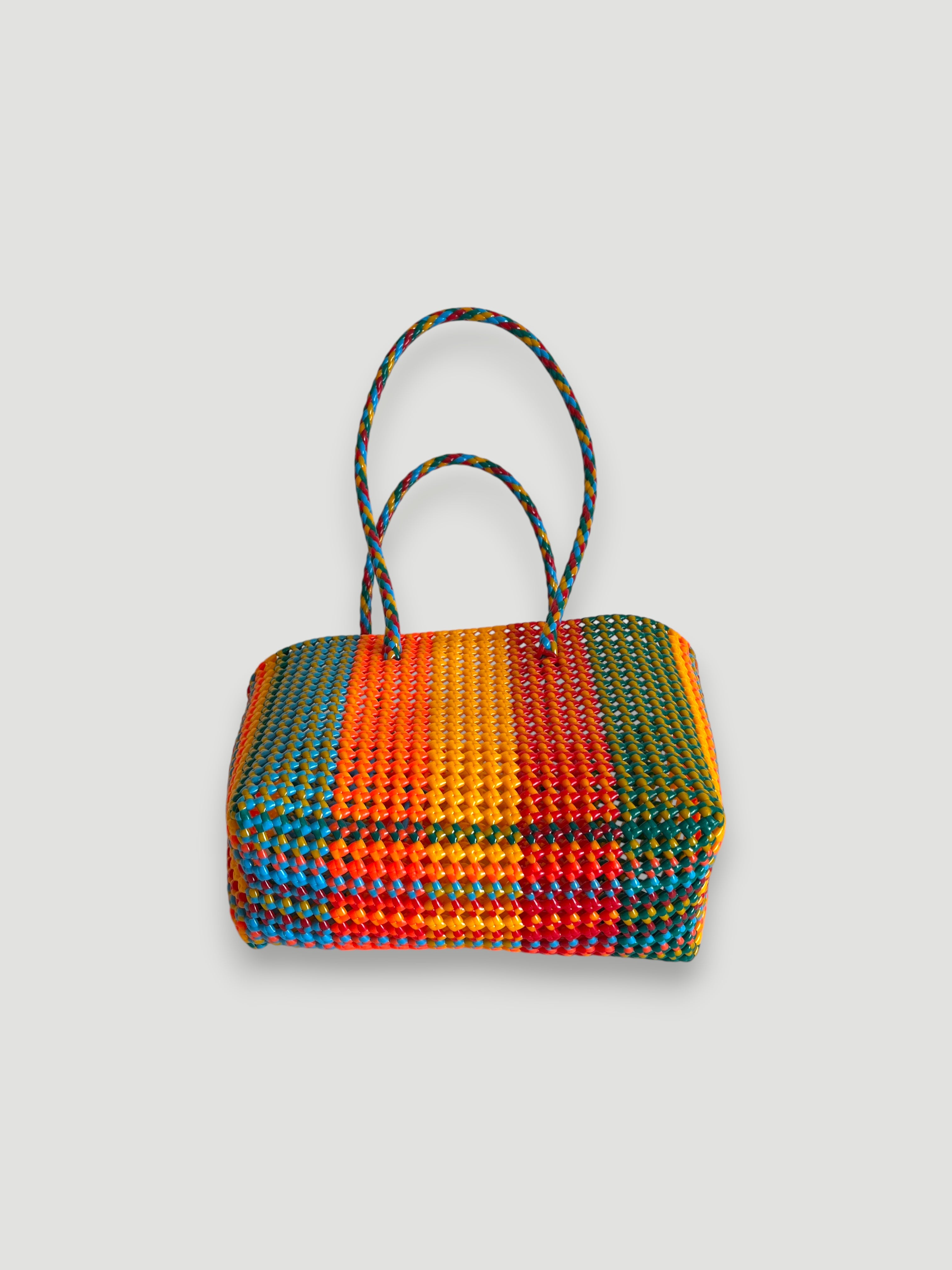 N°469M - SAC PANIER TRESSÉ MAIN - MOYEN - multicolors