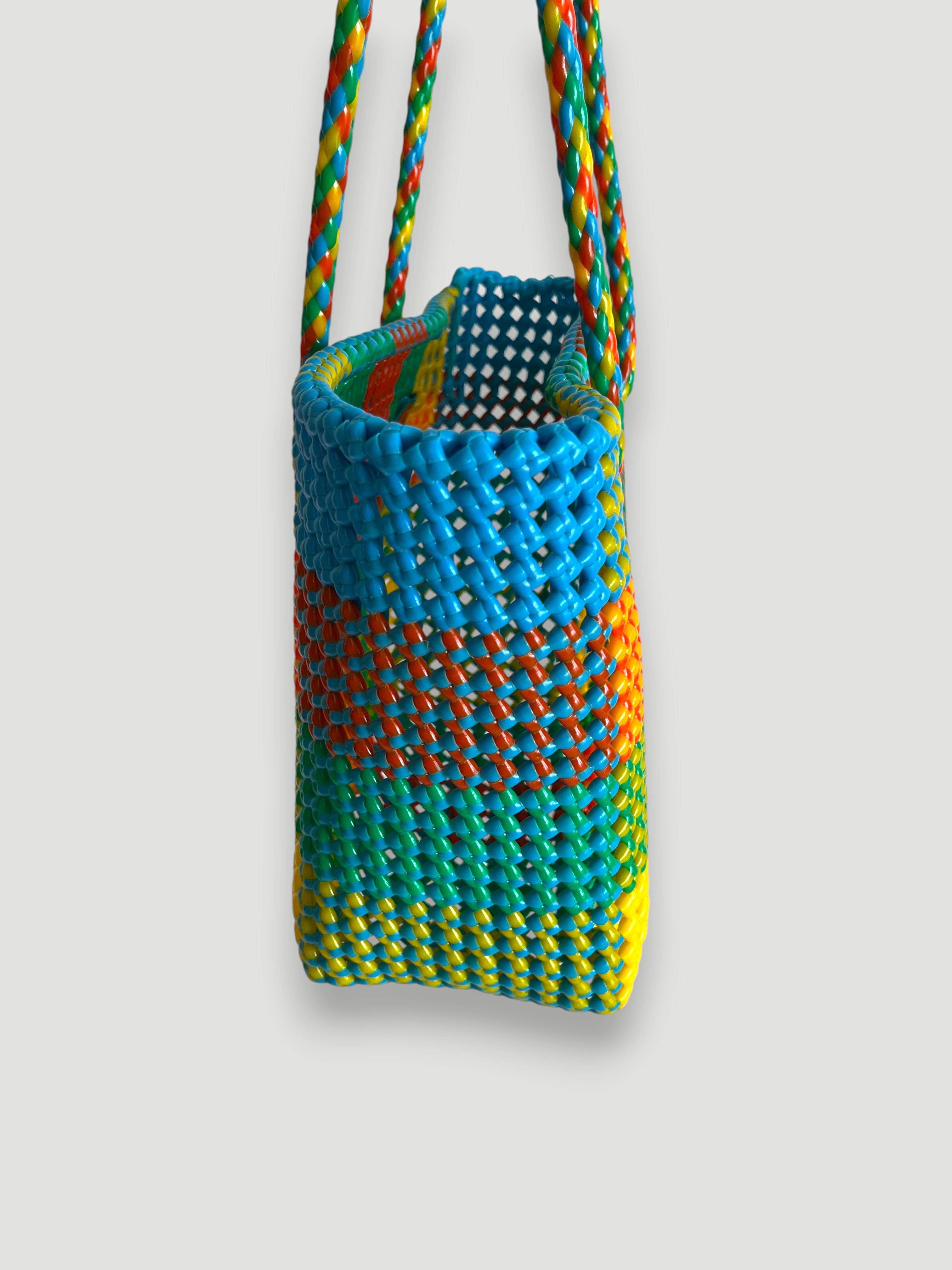 N°473M - SAC PANIER TRESSÉ MAIN - MOYEN - multicolors