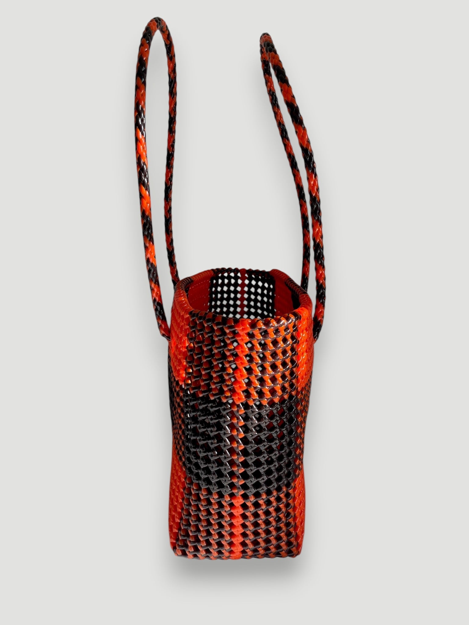 N°252M - SAC PANIER TRESSÉ MAIN - MOYEN - marron & orange