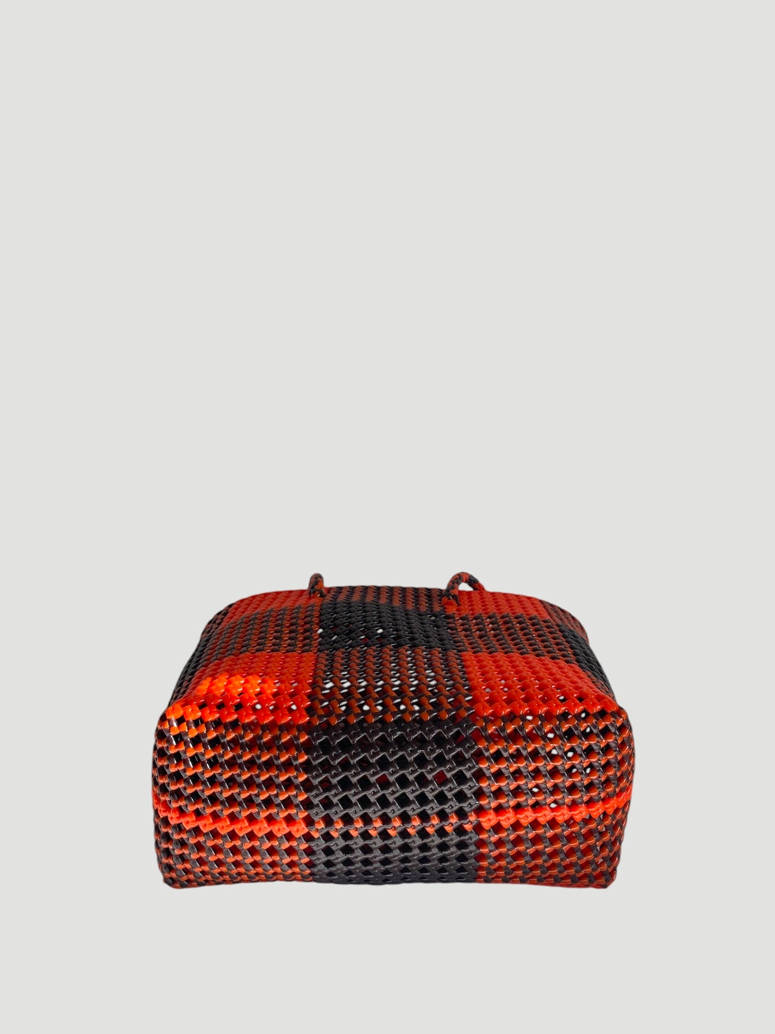 N°252M - SAC PANIER TRESSÉ MAIN - MOYEN - marron & orange