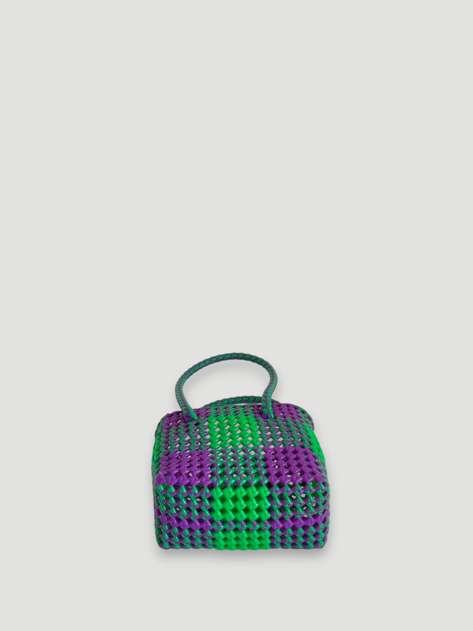 No. 2XS - Hand-braided basket bag - mini - neon green &amp; purple