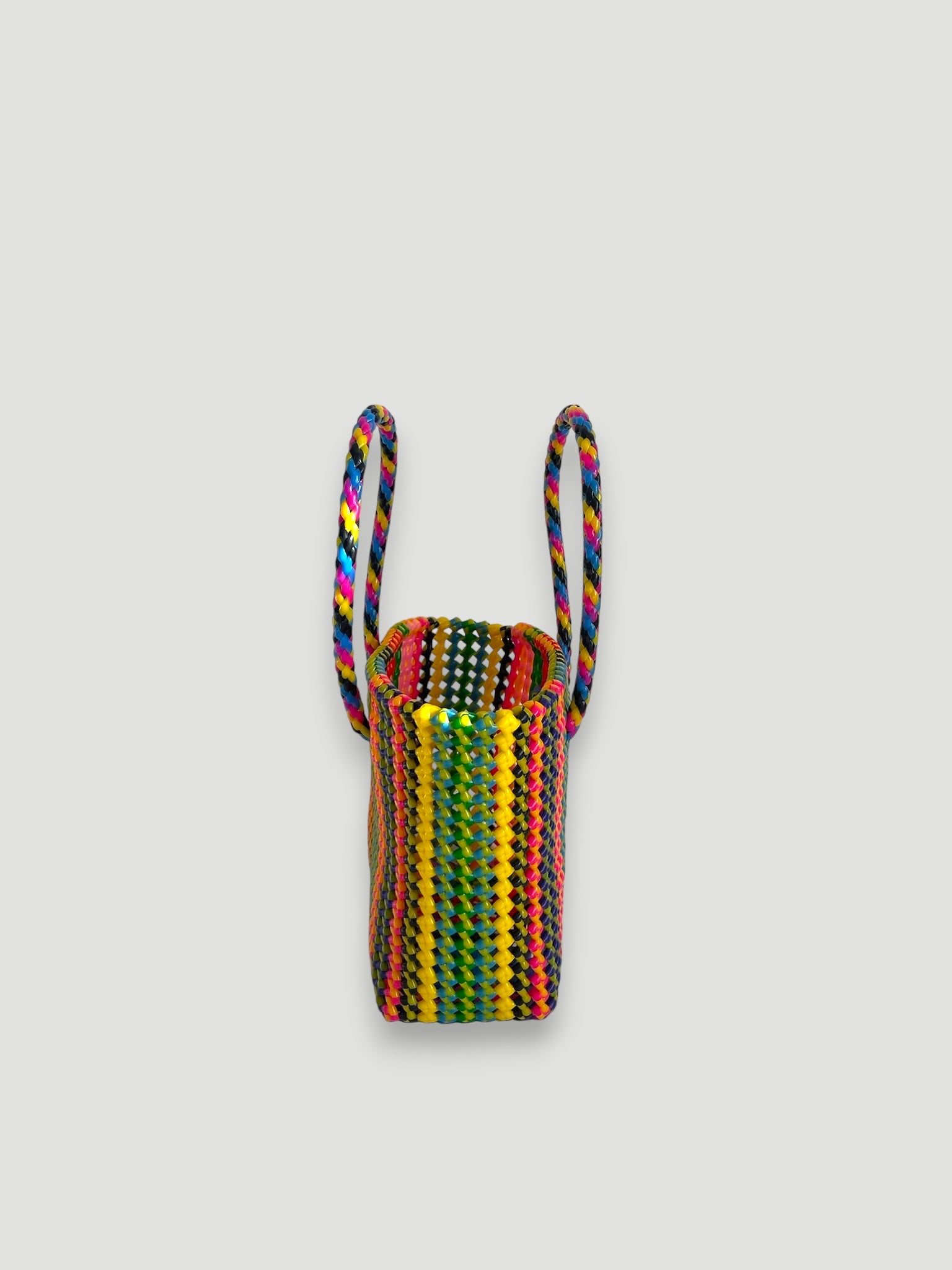 N°253S - SAC PANIER TRESSÉ MAIN - PETIT - multicolors
