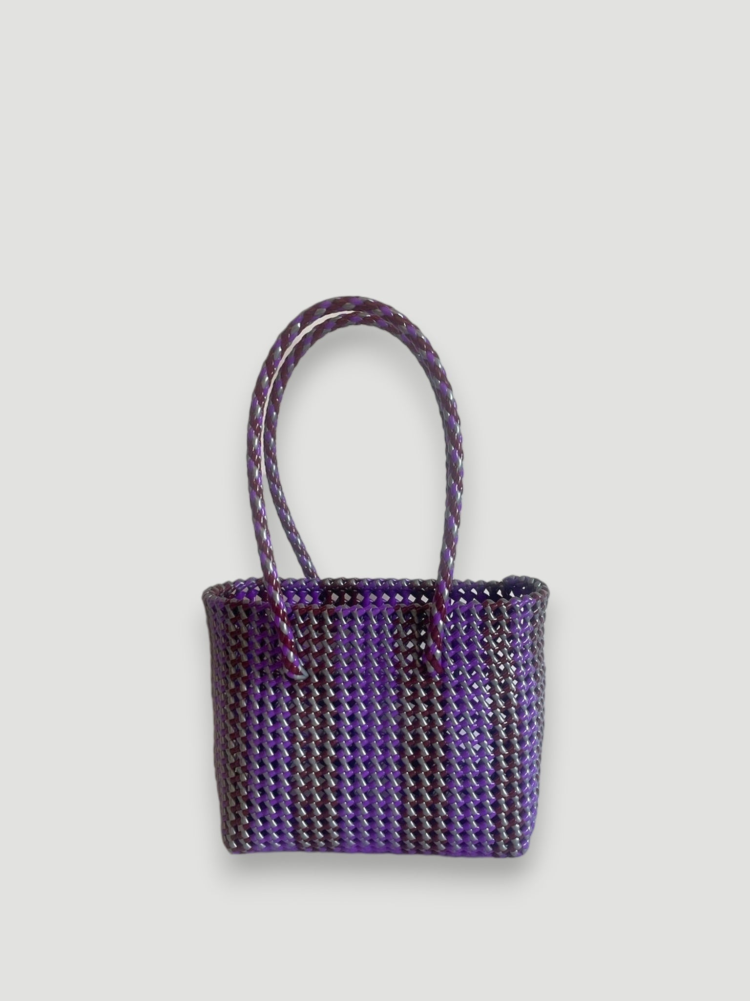 N°267S - SAC PANIER TRESSÉ MAIN - PETIT - multicolors
