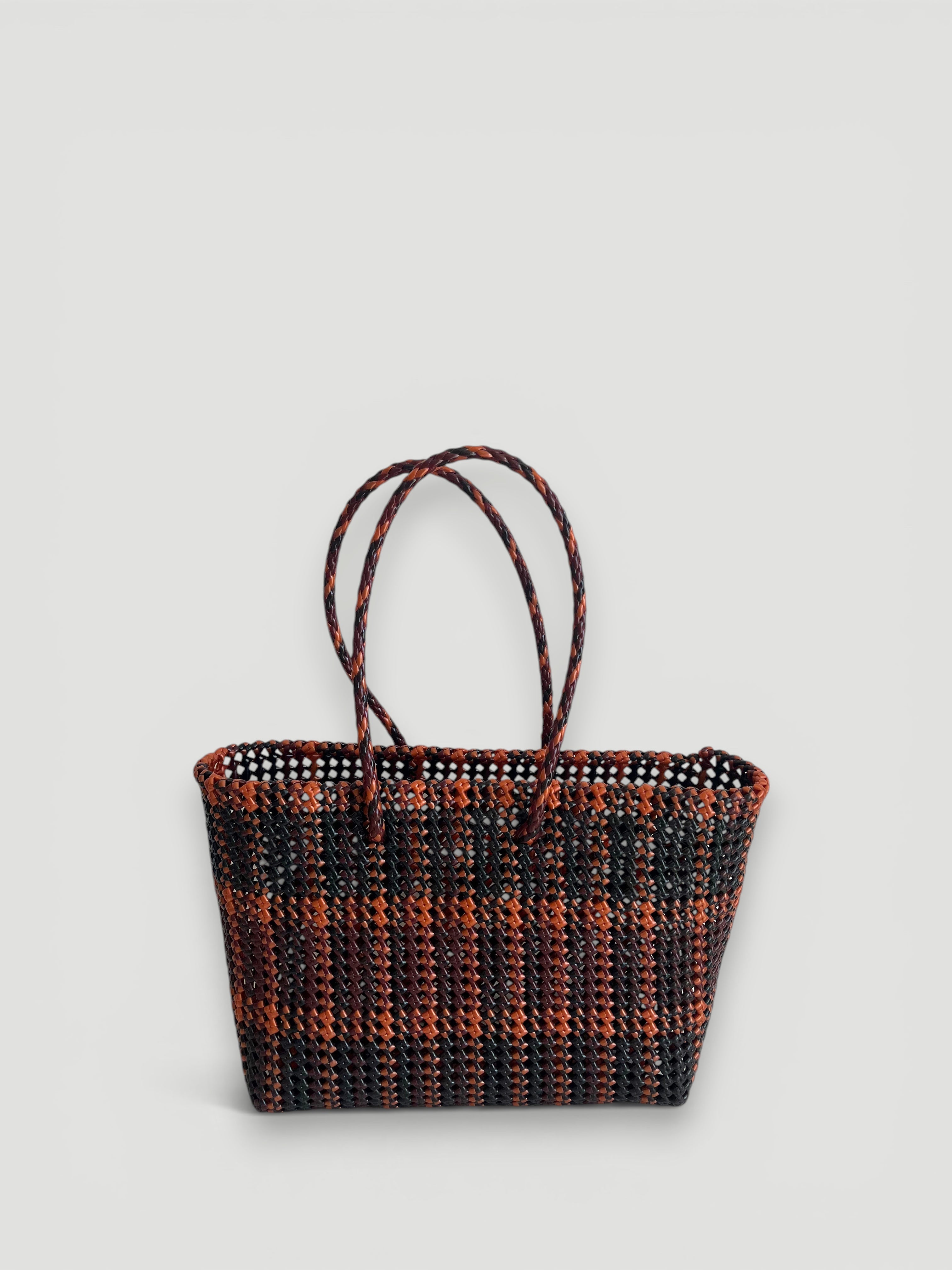 N°495L - SAC PANIER TRESSÉ MAIN - GRAND - multicolors