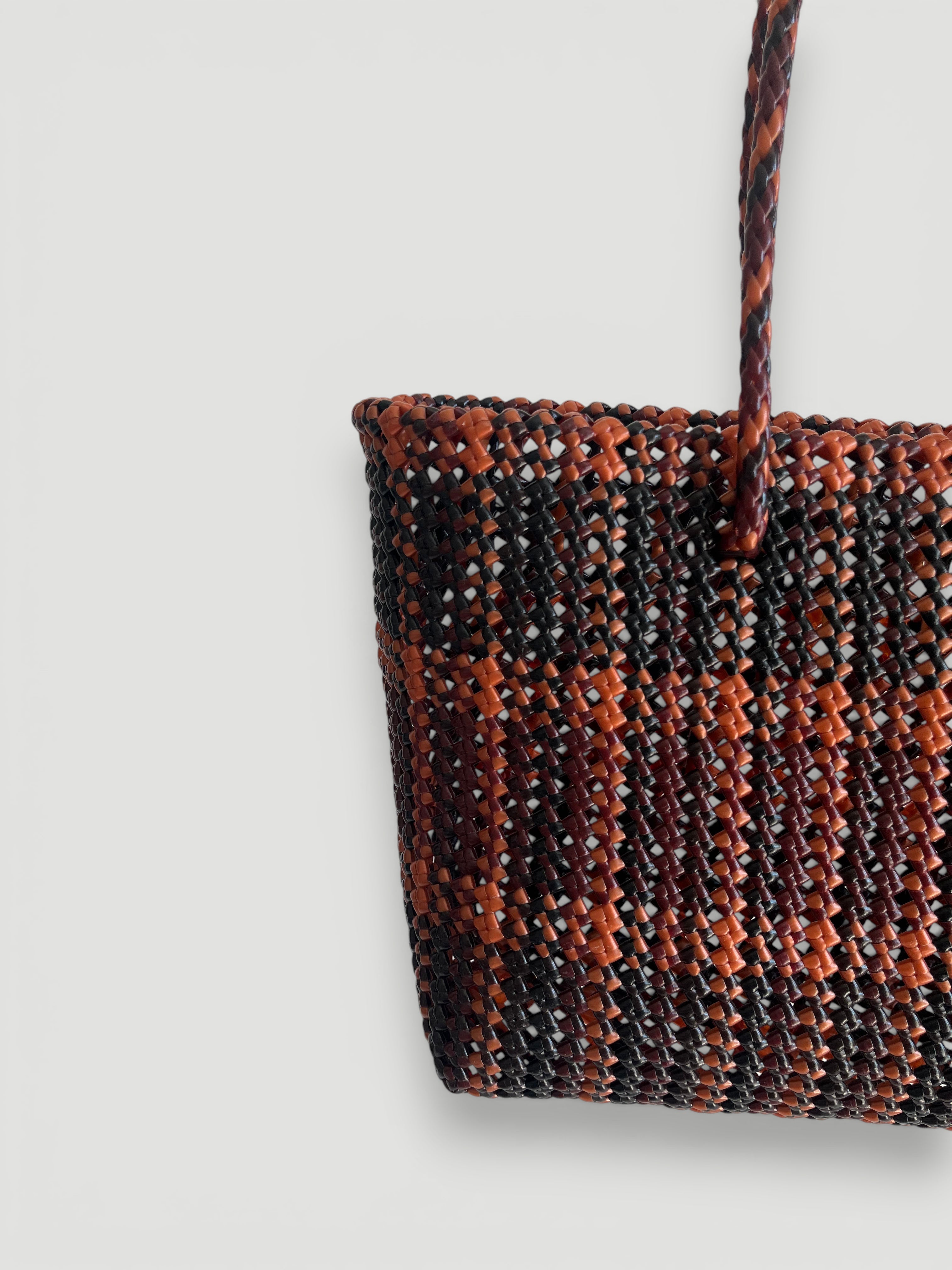 N°495L - SAC PANIER TRESSÉ MAIN - GRAND - multicolors