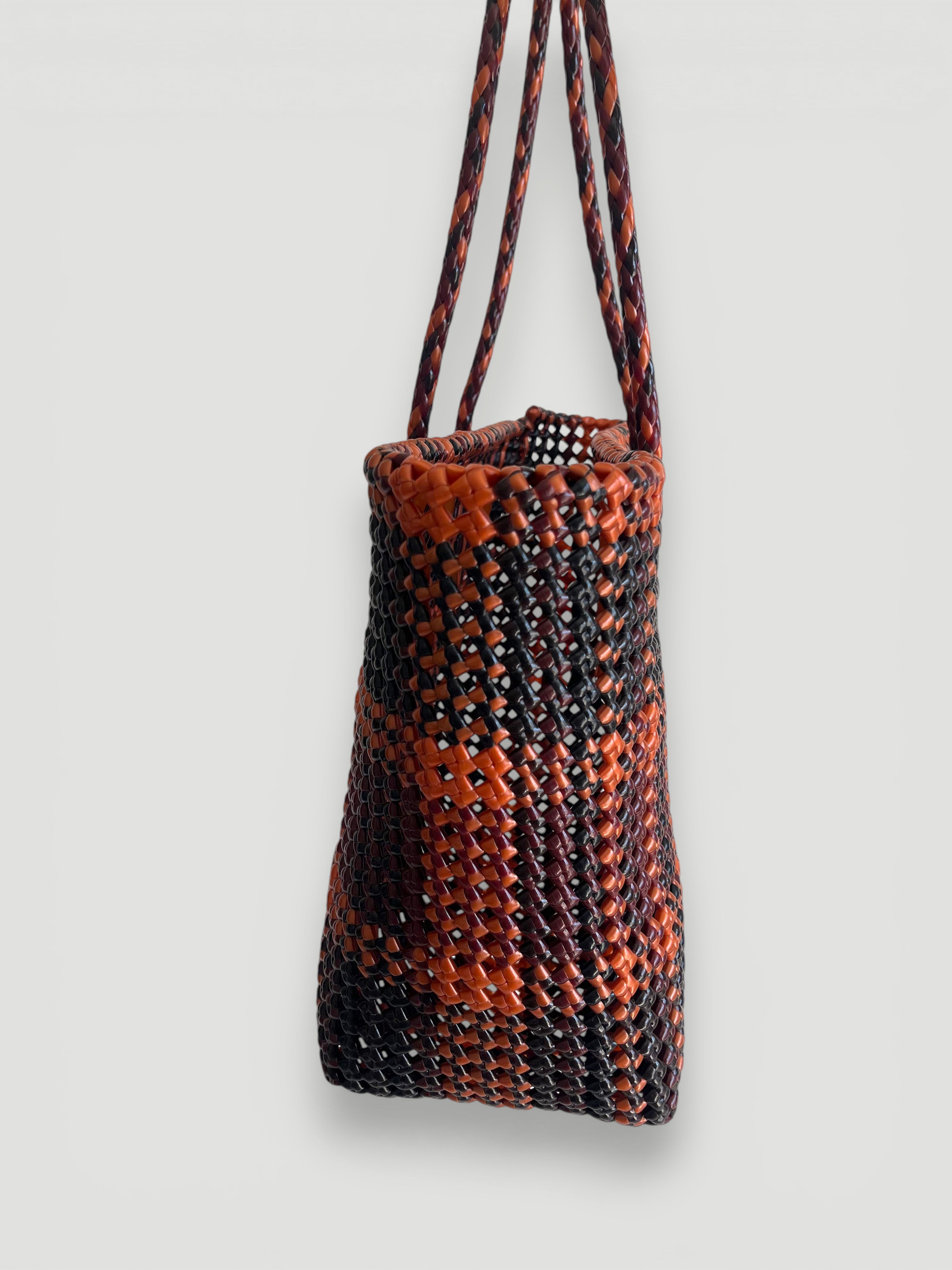 N°495L - SAC PANIER TRESSÉ MAIN - GRAND - multicolors