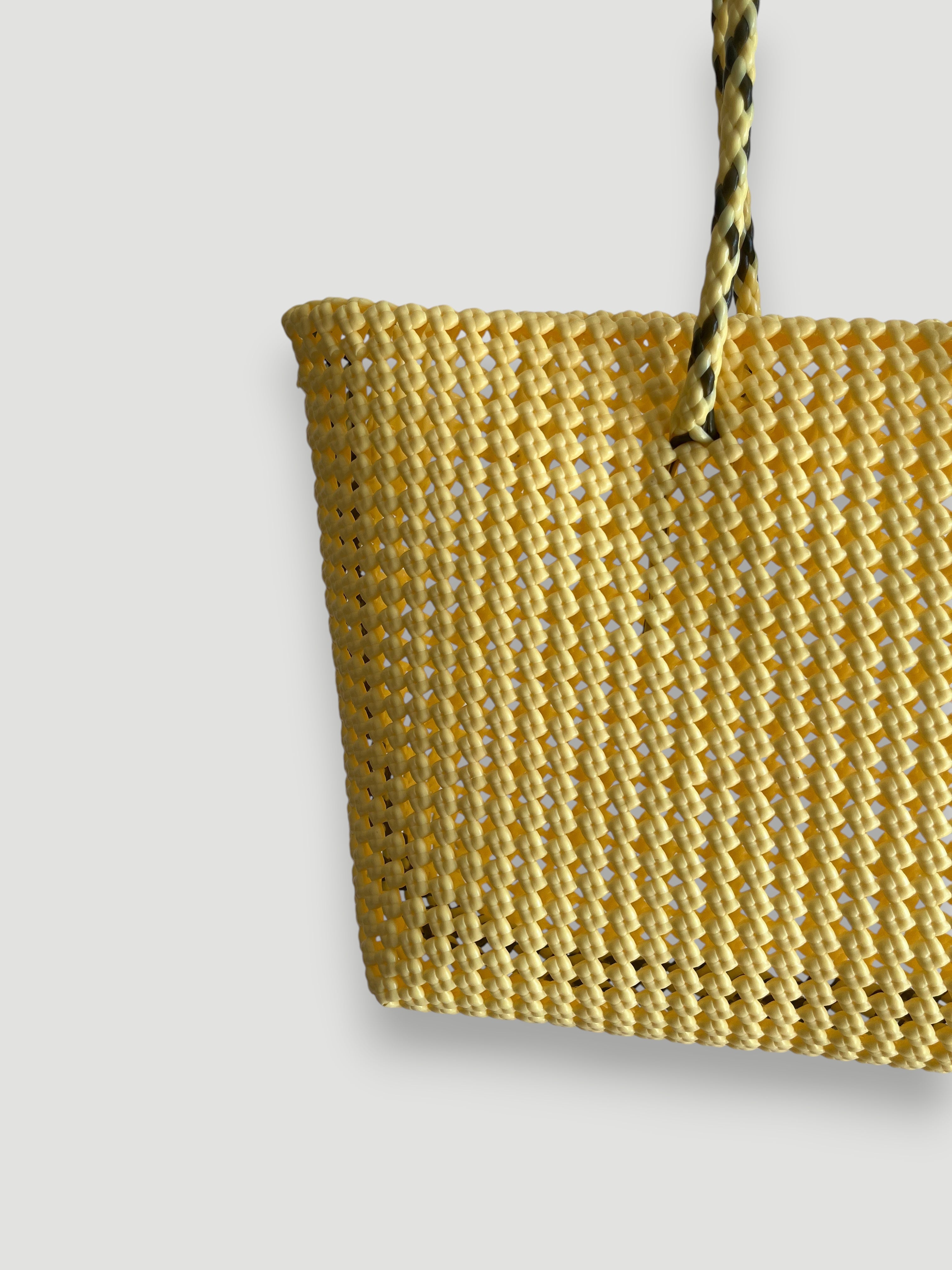 N°347L bis - SAC PANIER TRESSÉ MAIN - GRAND - crème & kaki
