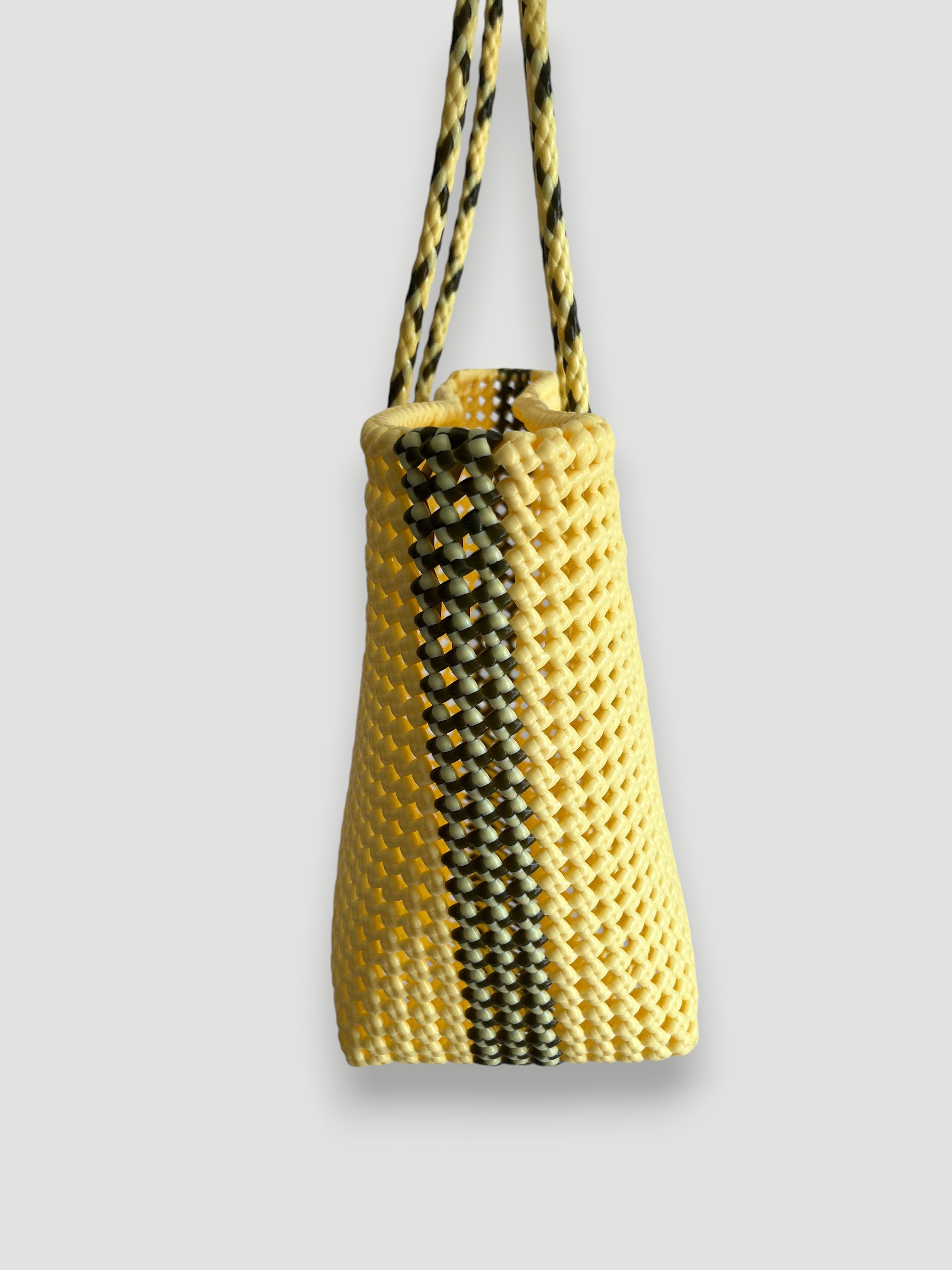 N°347L bis - HAND WOVEN BASKET BAG - LARGE - cream & khaki