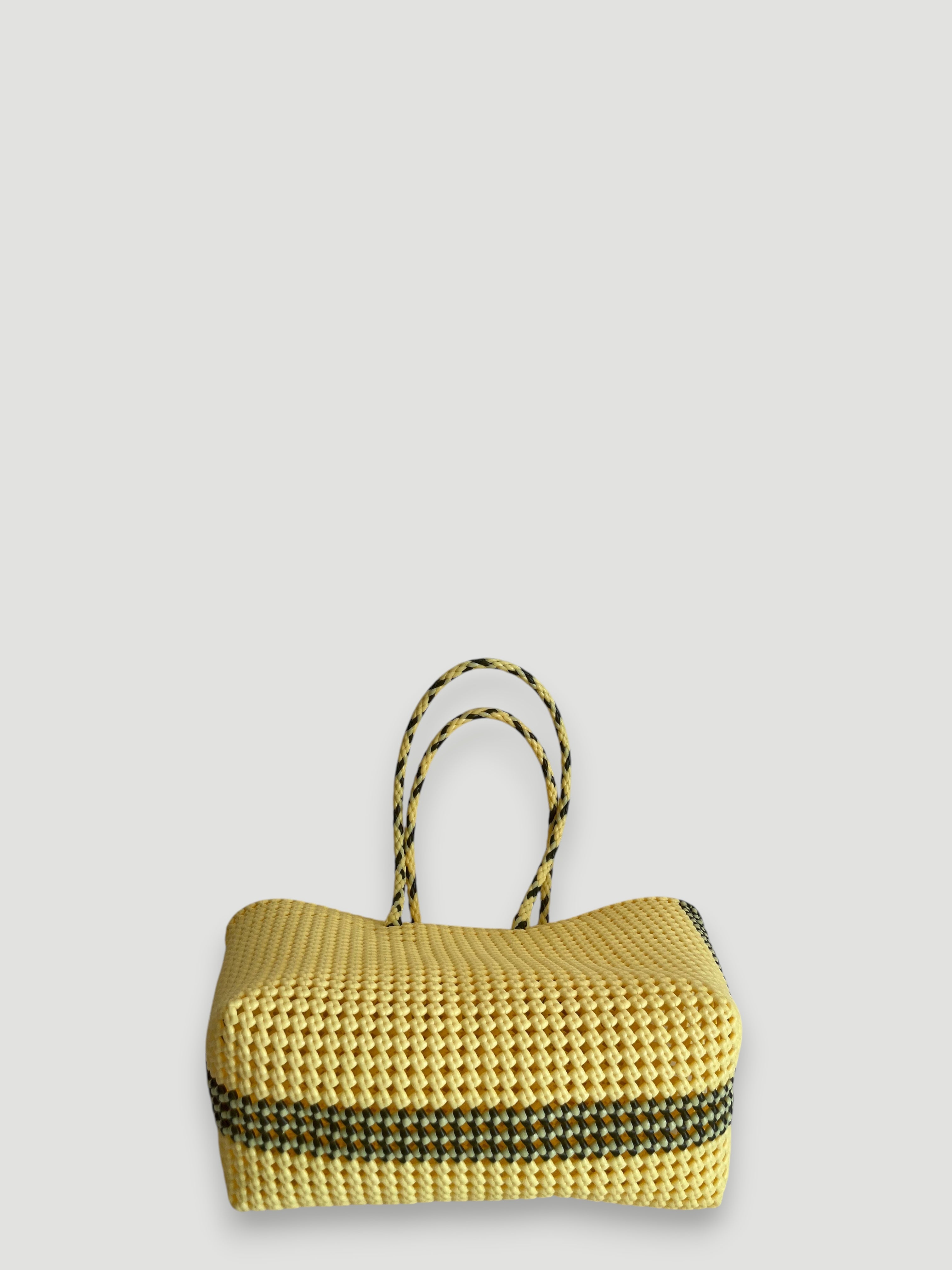N°347L bis - HAND WOVEN BASKET BAG - LARGE - cream & khaki