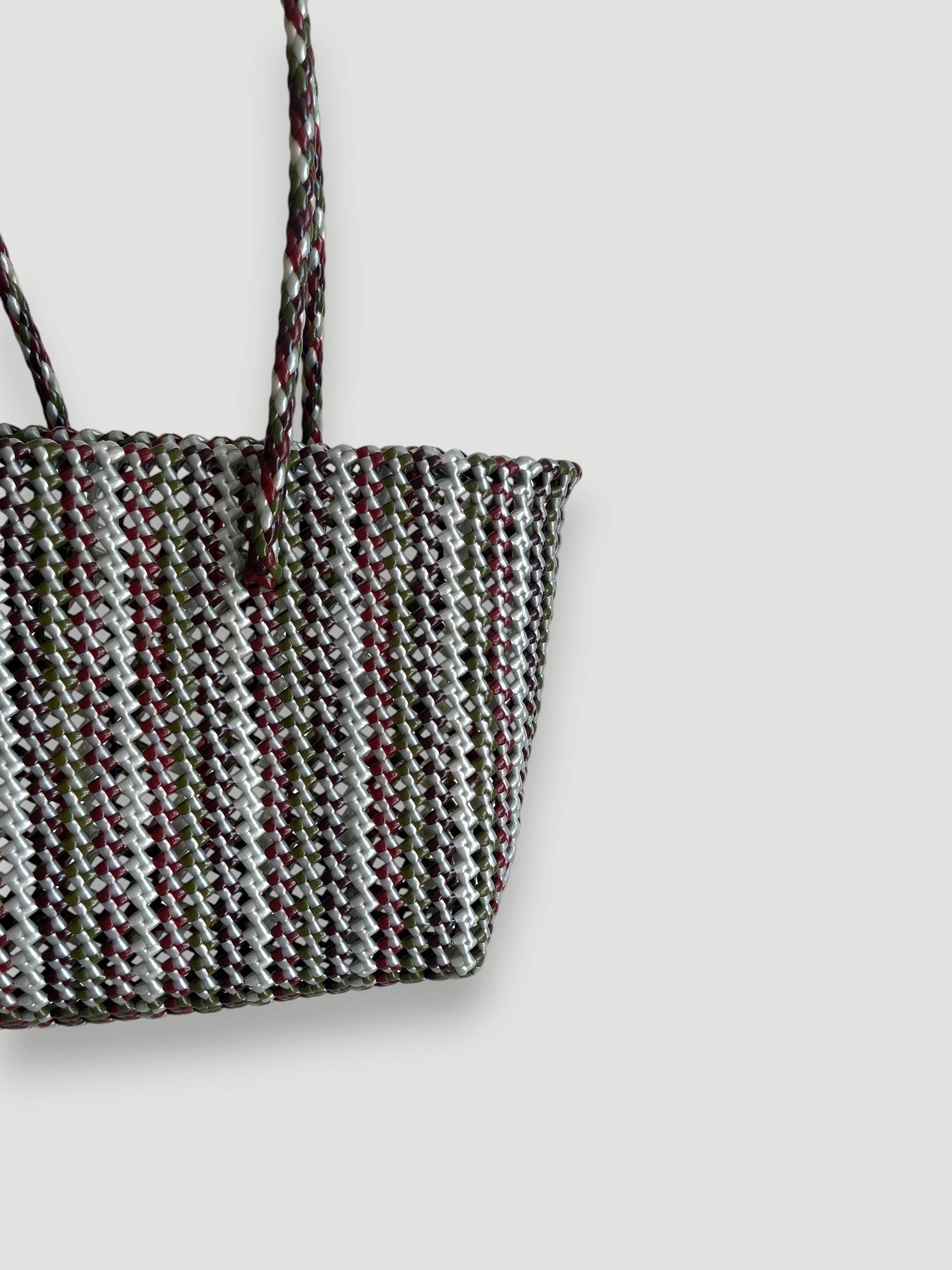 N°503M - SAC PANIER TRESSÉ MAIN - MOYEN - multicolors