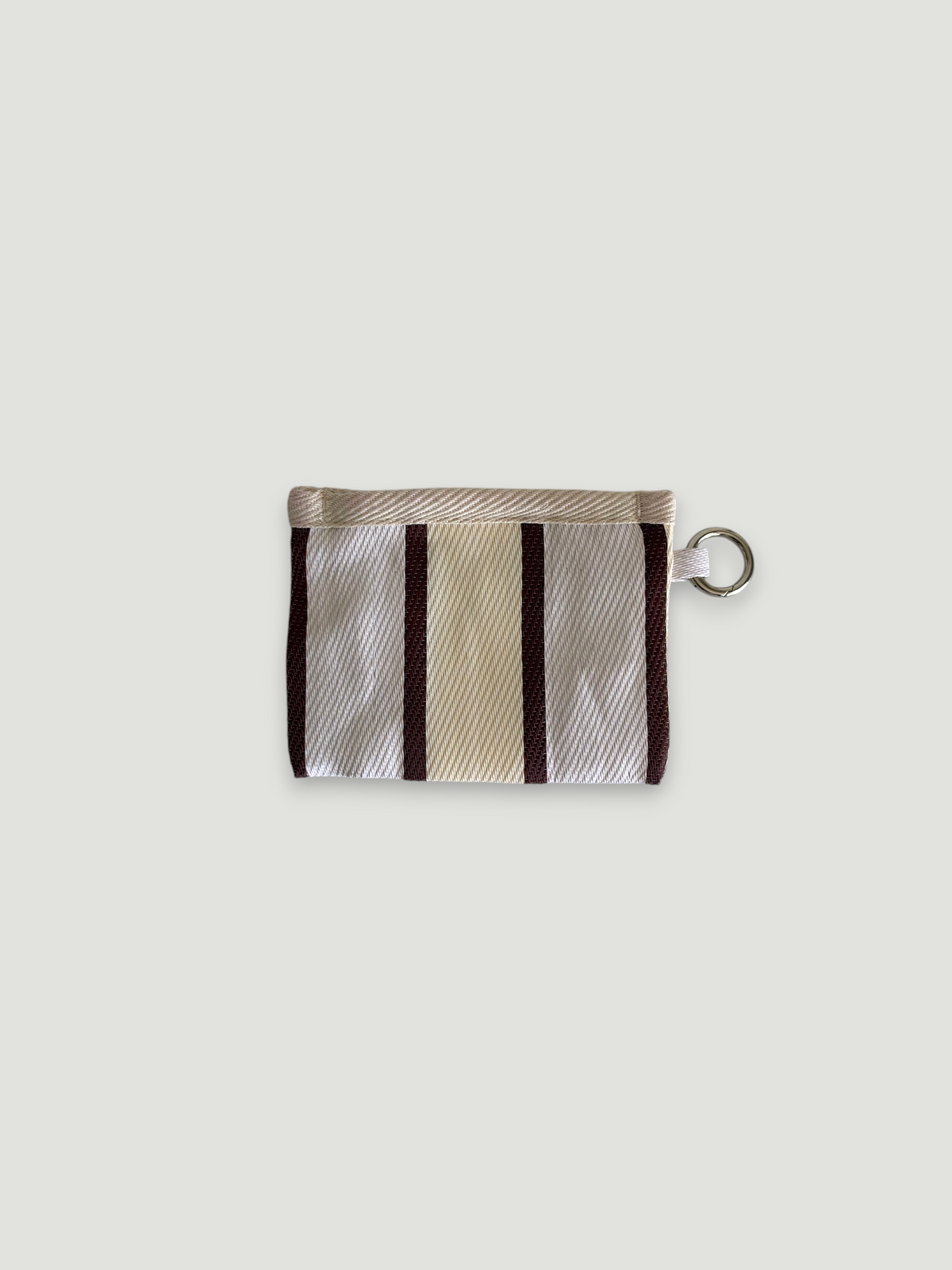 Porte-monnaie MOKA Coconut rayé en coton recyclé beige et marron avec anneau métallique