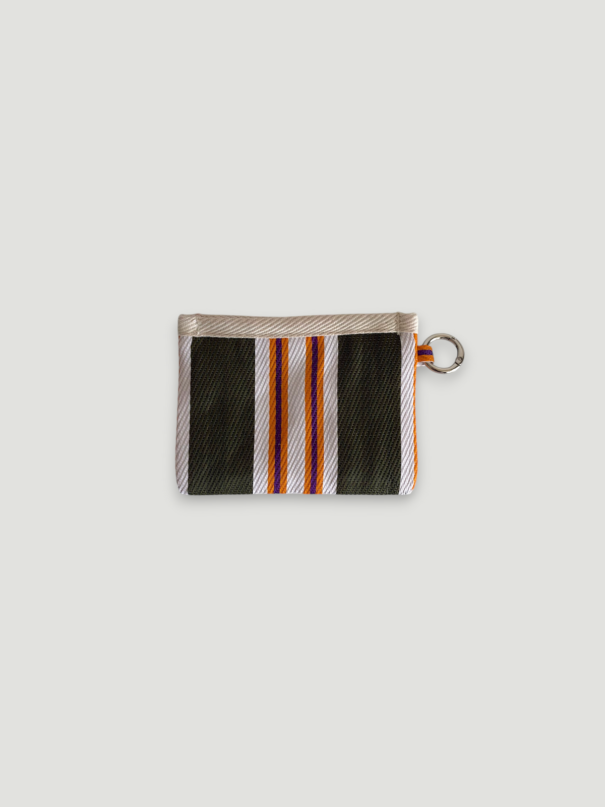 Porte-monnaie MOKA Agave rayé vert, blanc et orange en matériaux recyclés avec anneau porte-clés