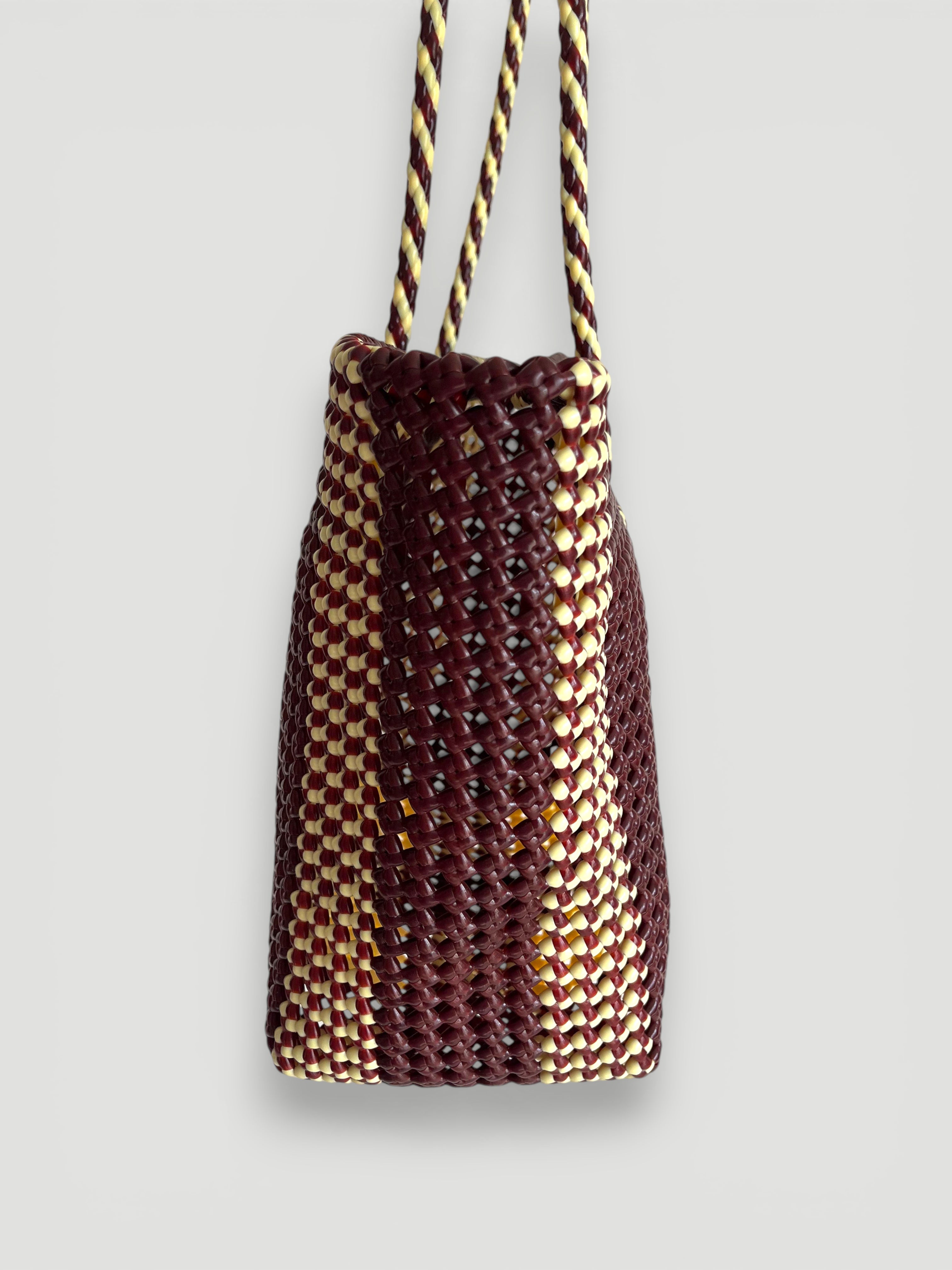 No. 181L bis - Hand-braided basket bag - large - brown &amp; cream