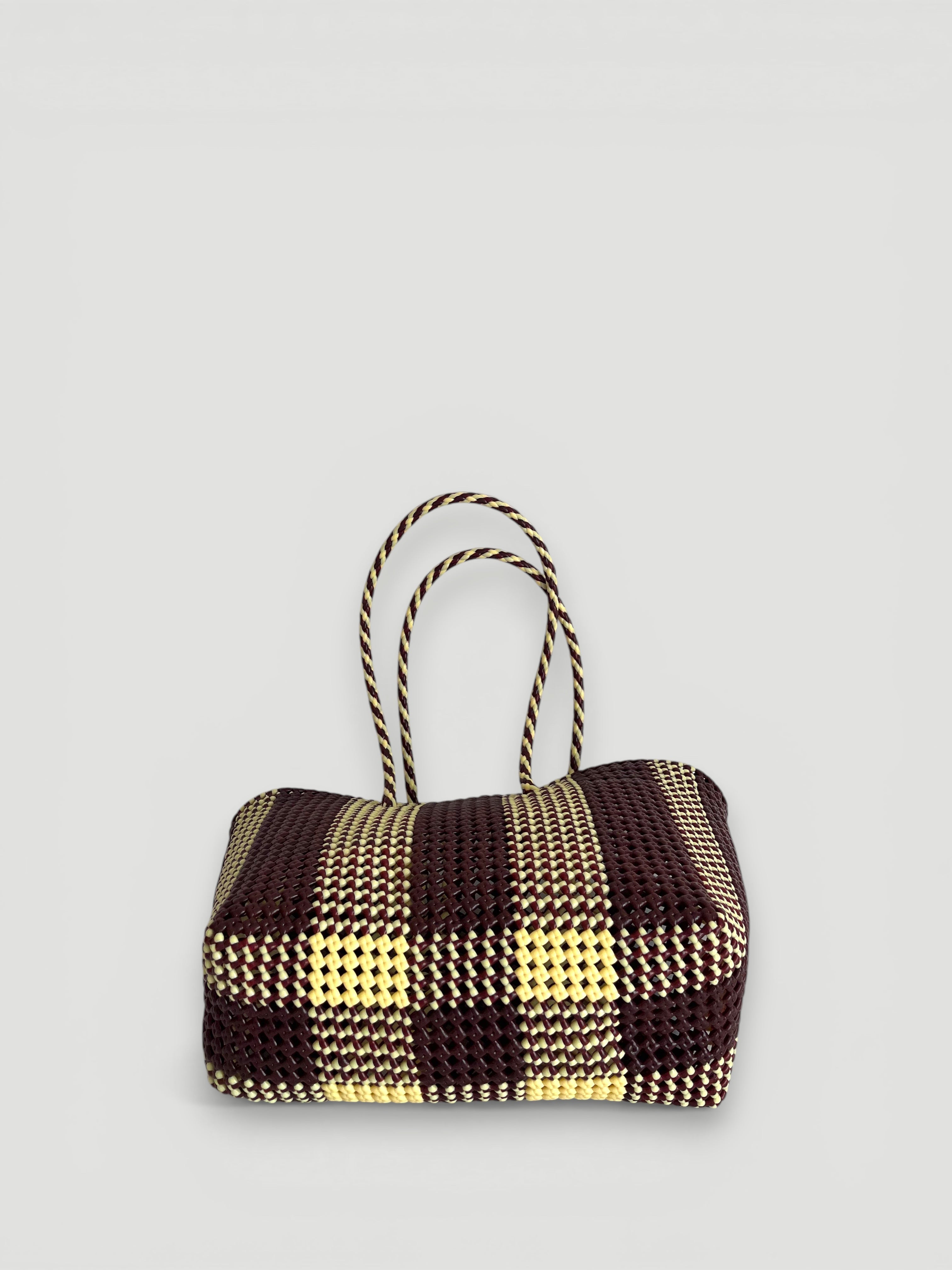 No. 181L bis - Hand-braided basket bag - large - brown &amp; cream