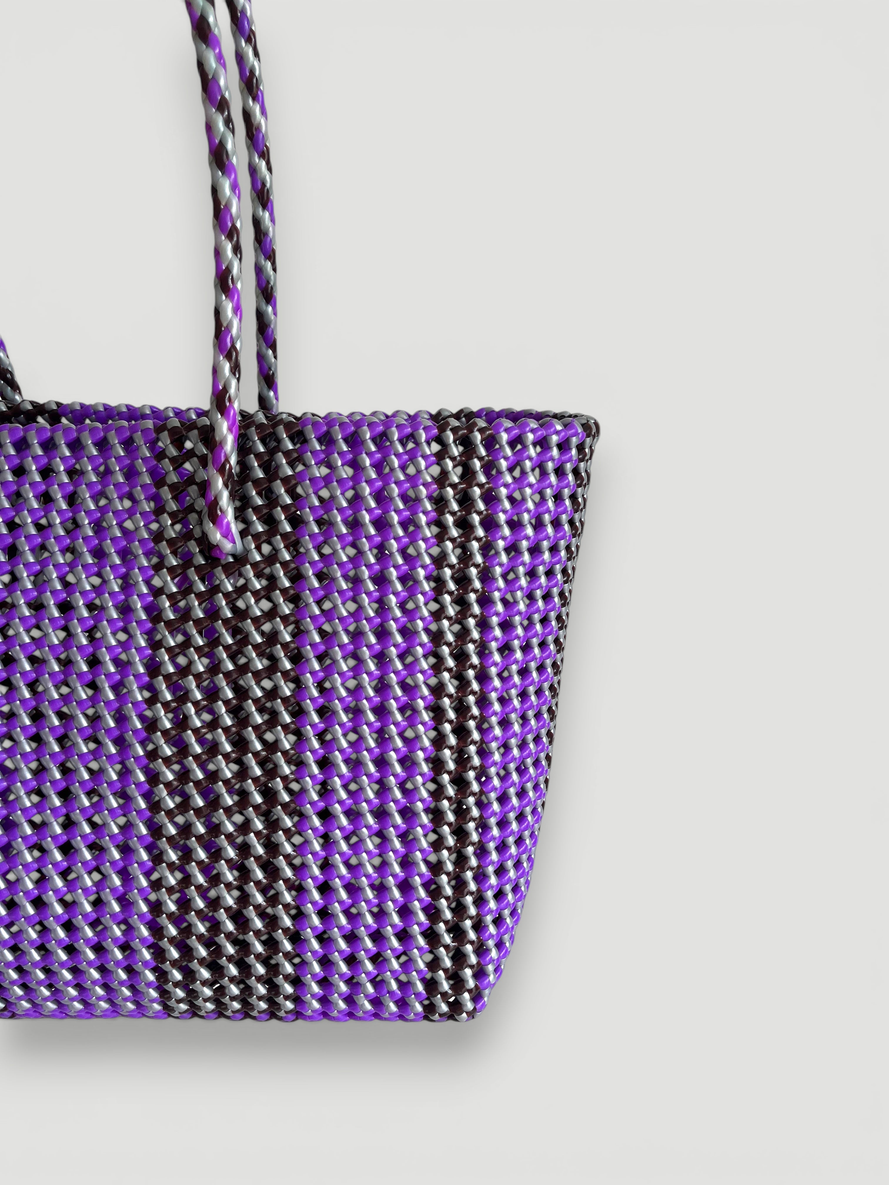 N°261L bis - SAC PANIER TRESSÉ  MAIN - GRAND - multicolors