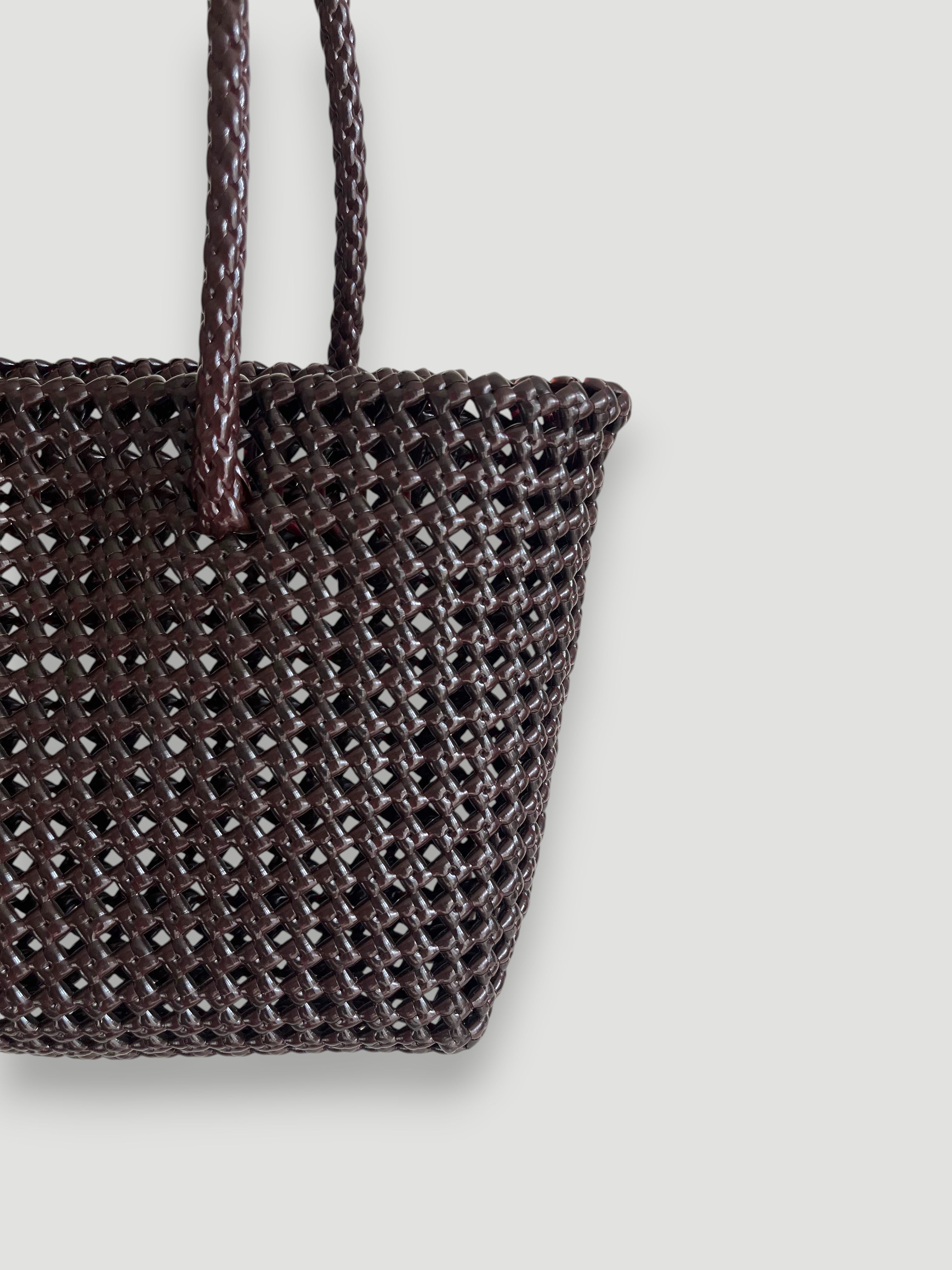 N°266S - SAC PANIER TRESSÉ MAIN - PETIT - marron