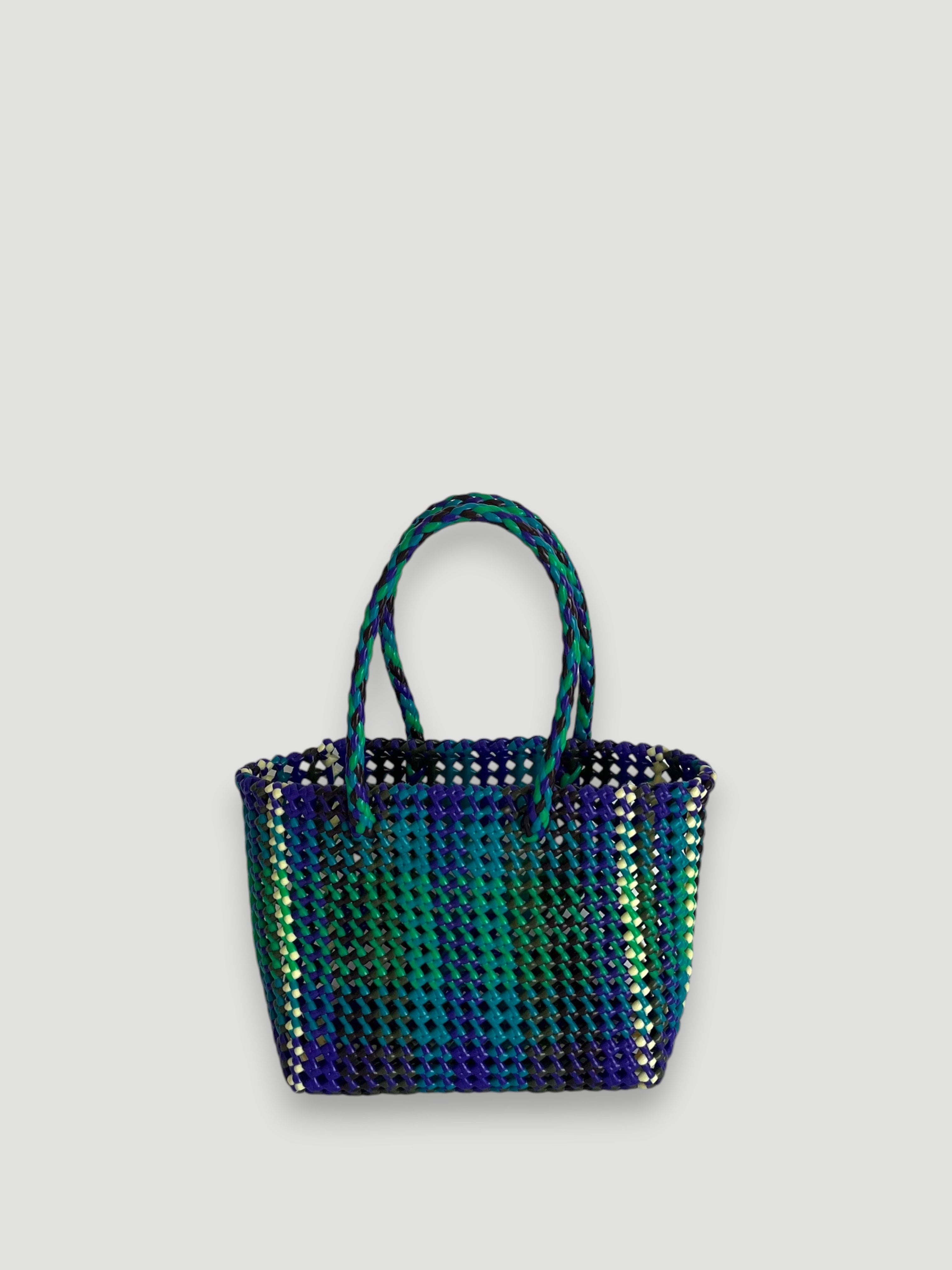 N°509S - SAC PANIER TRESSÉ MAIN - PETIT - multicolors