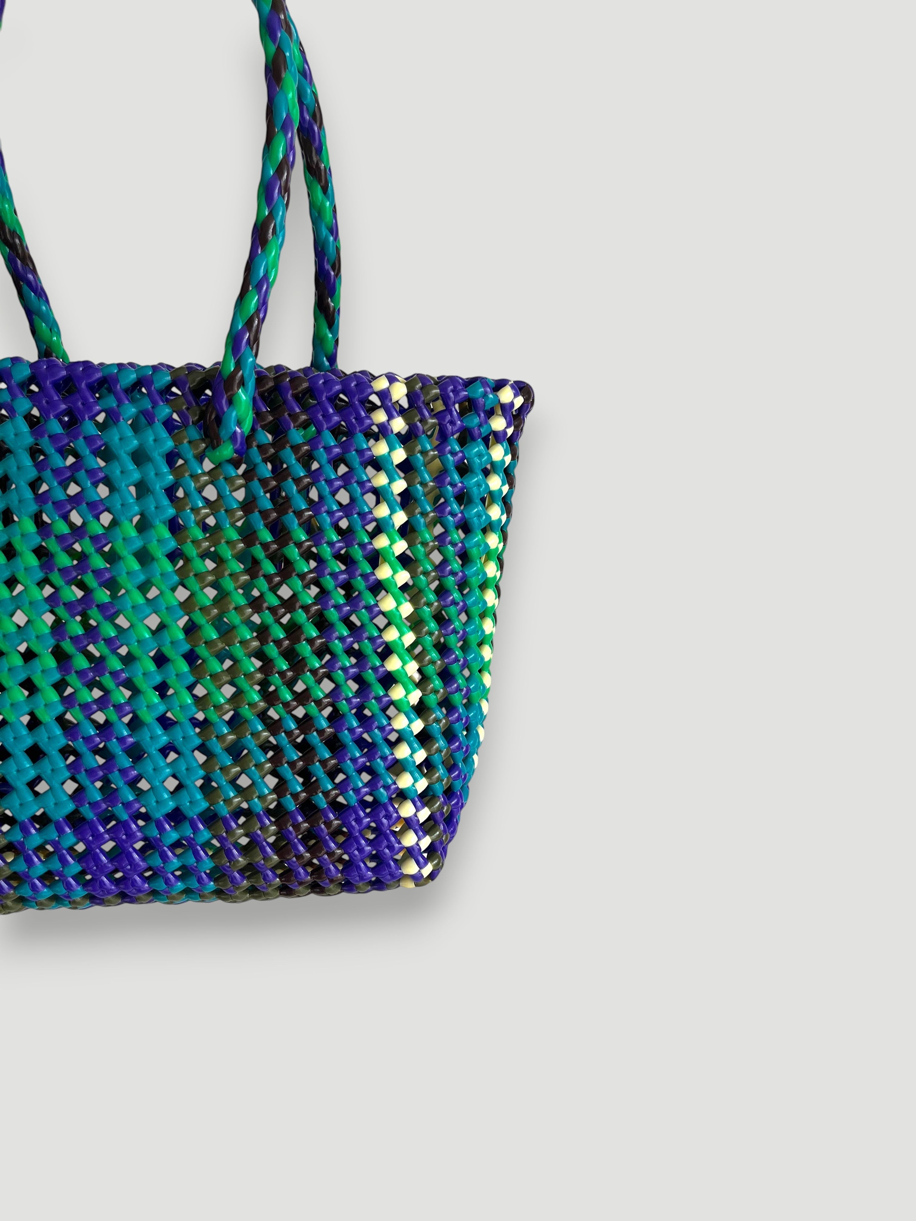 N°509S - SAC PANIER TRESSÉ MAIN - PETIT - multicolors