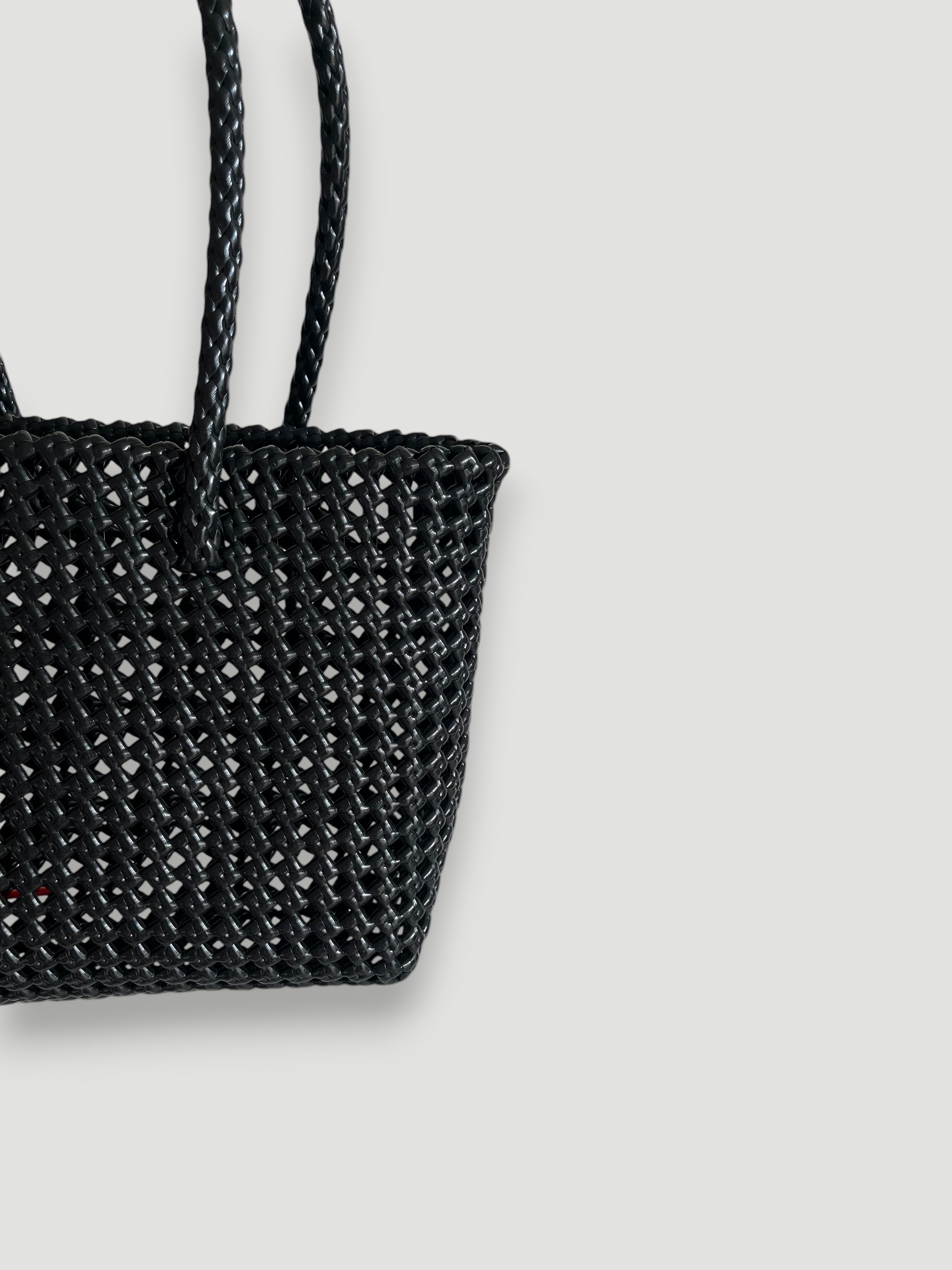 No. 47S - Hand-braided basket bag - small - black