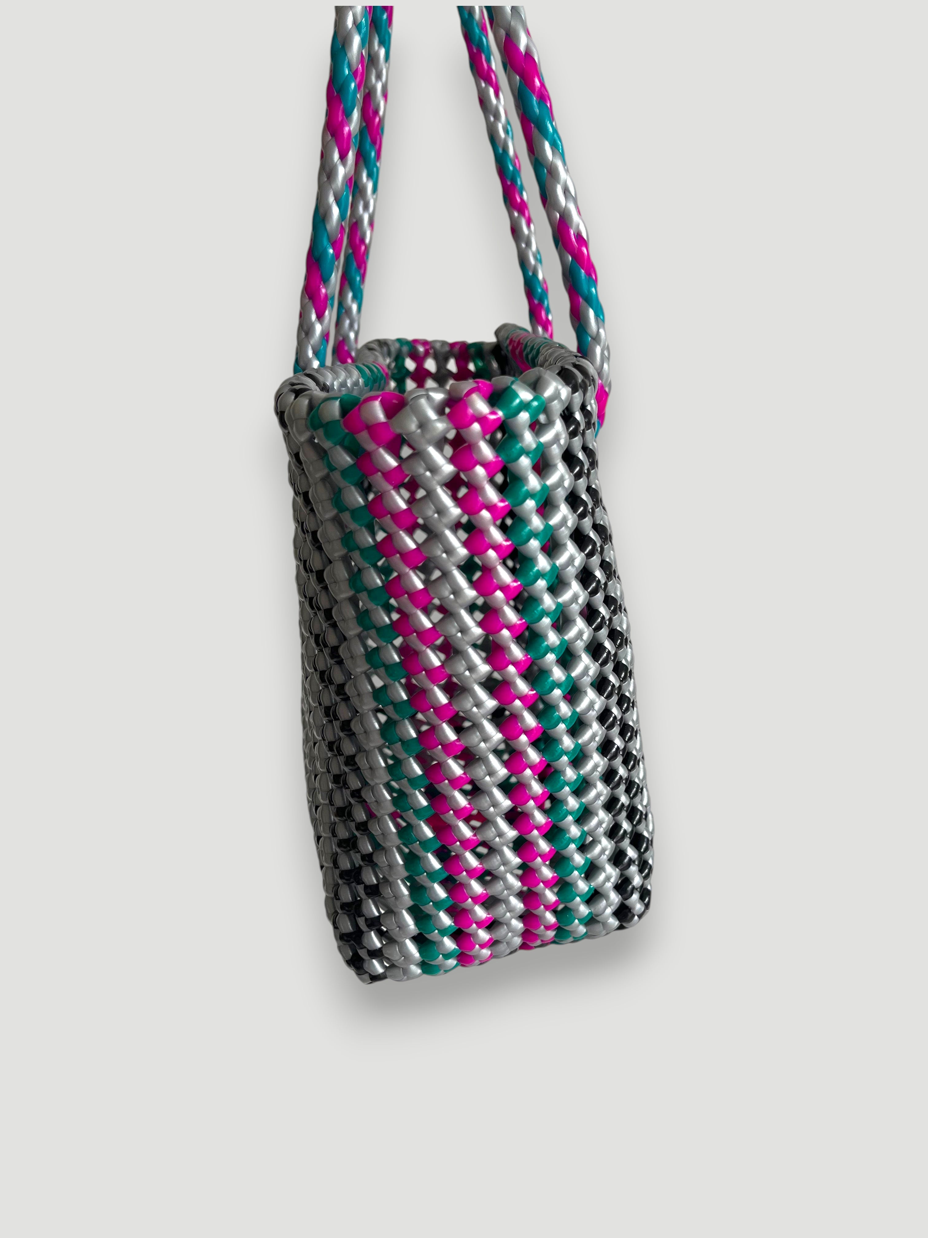 No. 508S bis - HAND-BRAIDSTAKEN BASKET BAG - SMALL - multicoloured