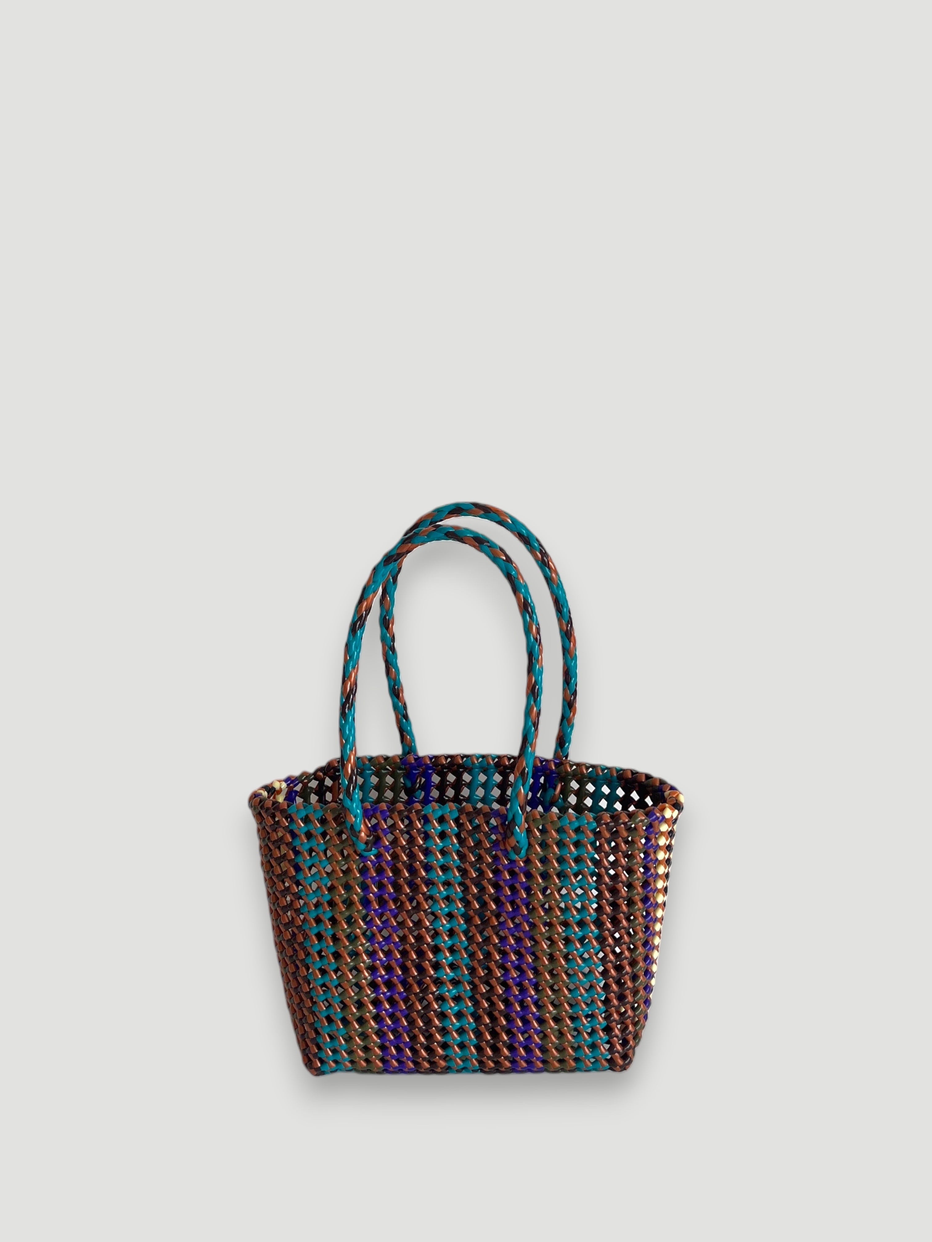 N°510S - SAC PANIER TRESSÉ MAIN - PETIT - multicolors