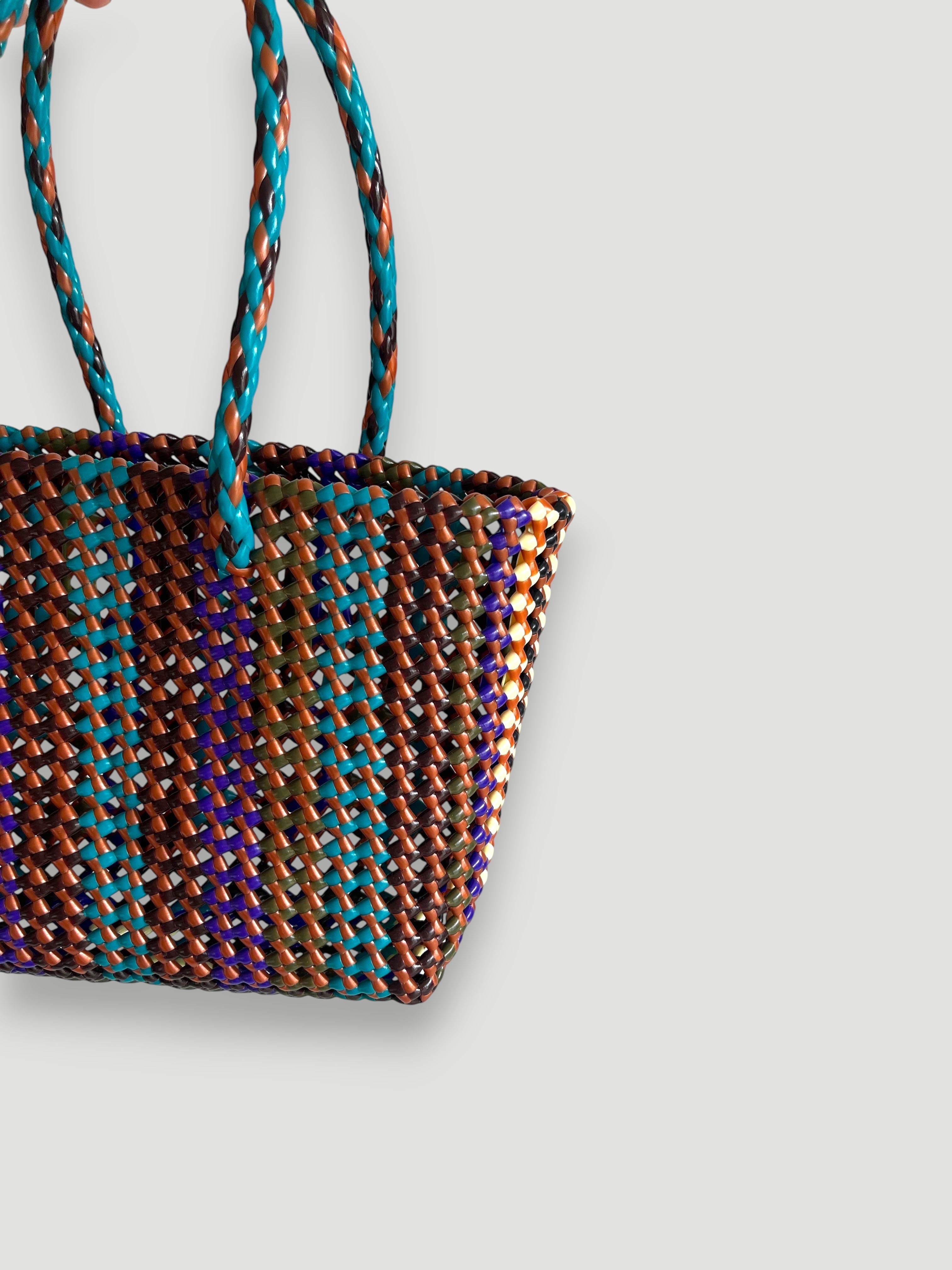 N°510S - SAC PANIER TRESSÉ MAIN - PETIT - multicolors